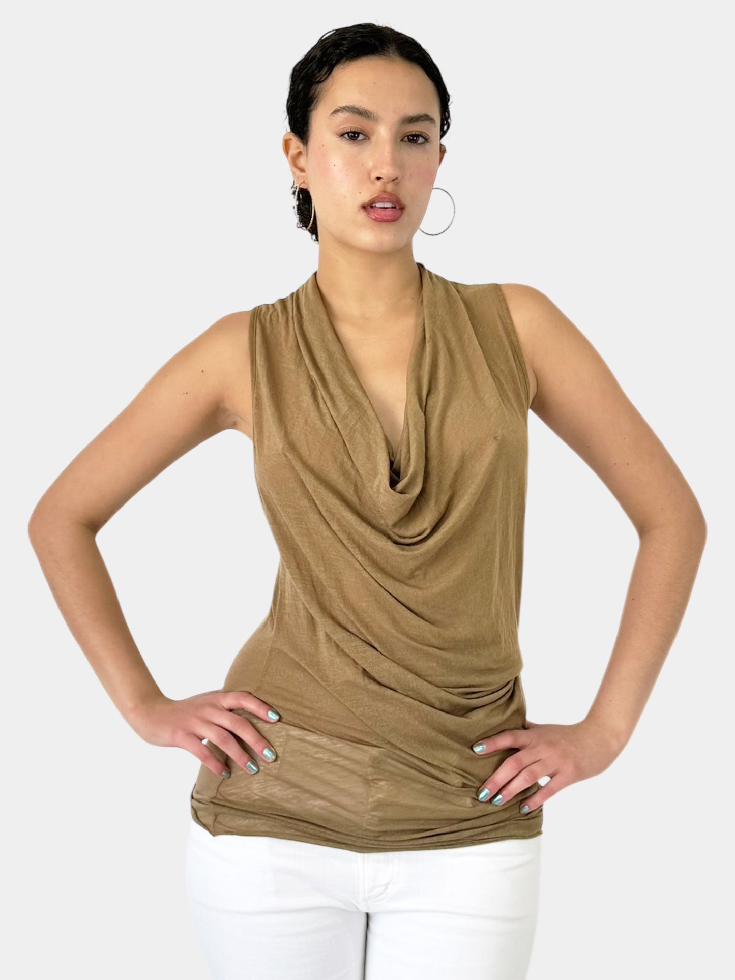 Cowl Neck Sleeveless Top - Size S
