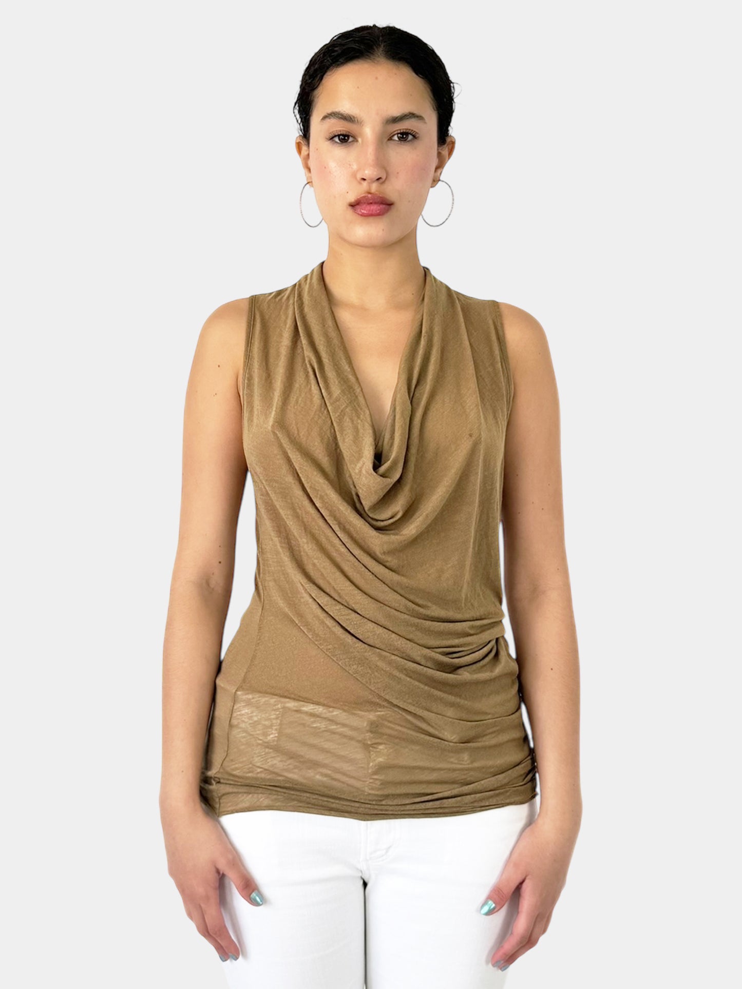 Cowl Neck Sleeveless Top - Size S