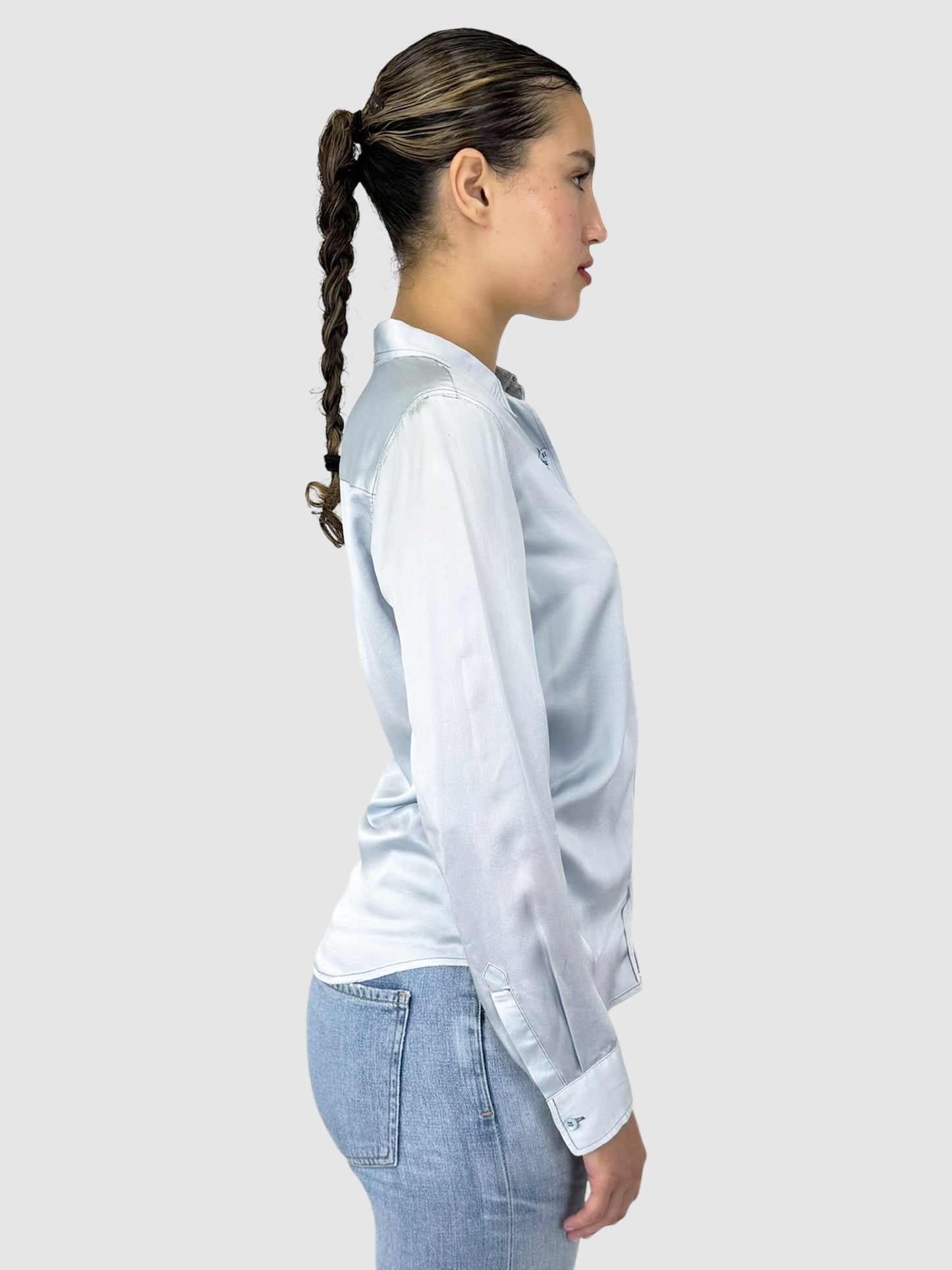 Satin Button-Up Top
