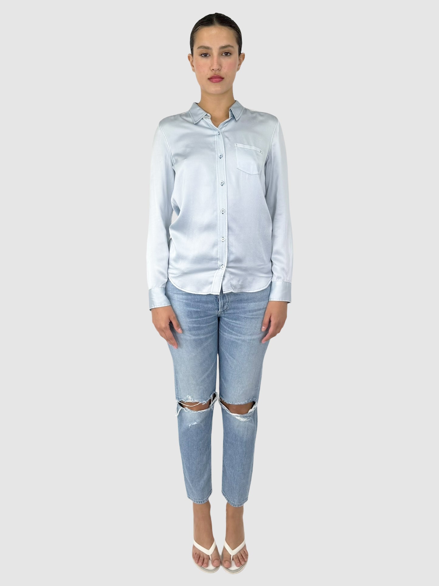 Satin Button-Up Top