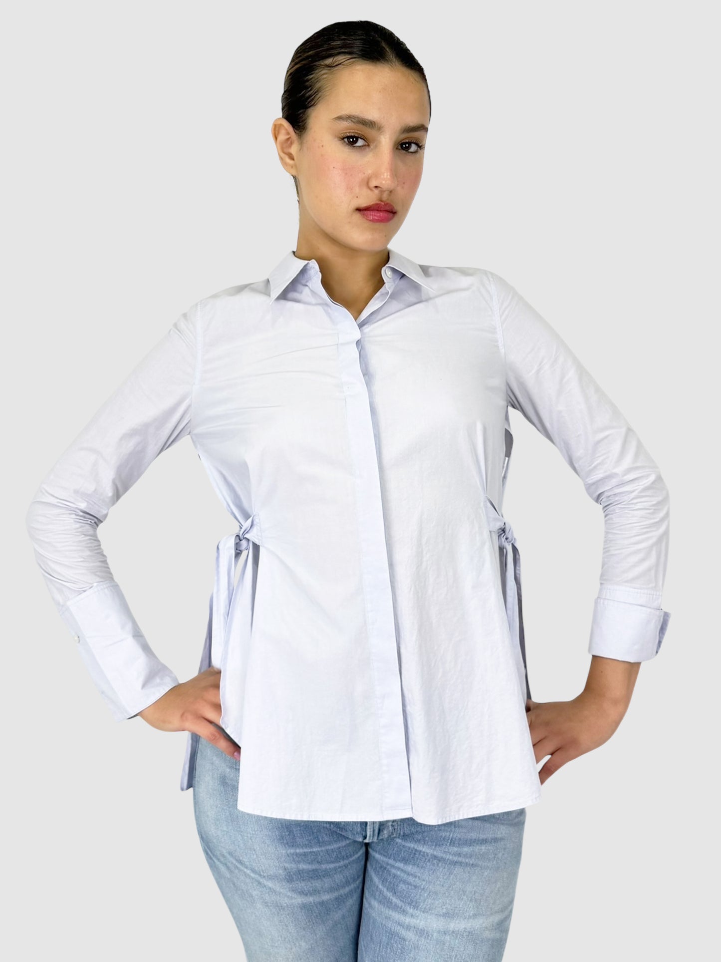 Side Tie Button-Up Top
