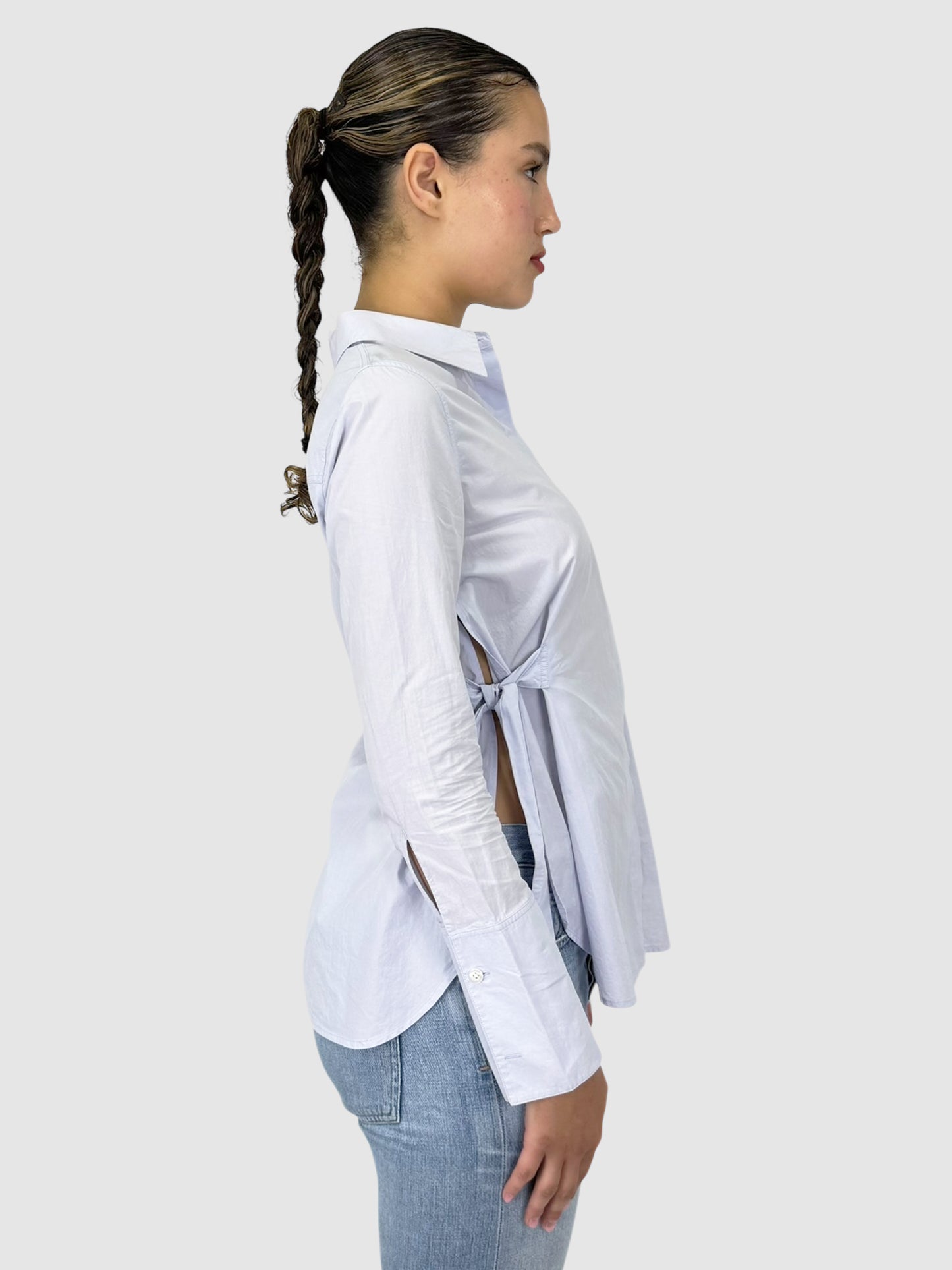 Side Tie Button-Up Top