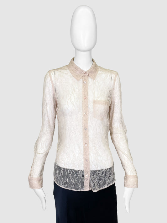 Lace Button-Up Top - Size S