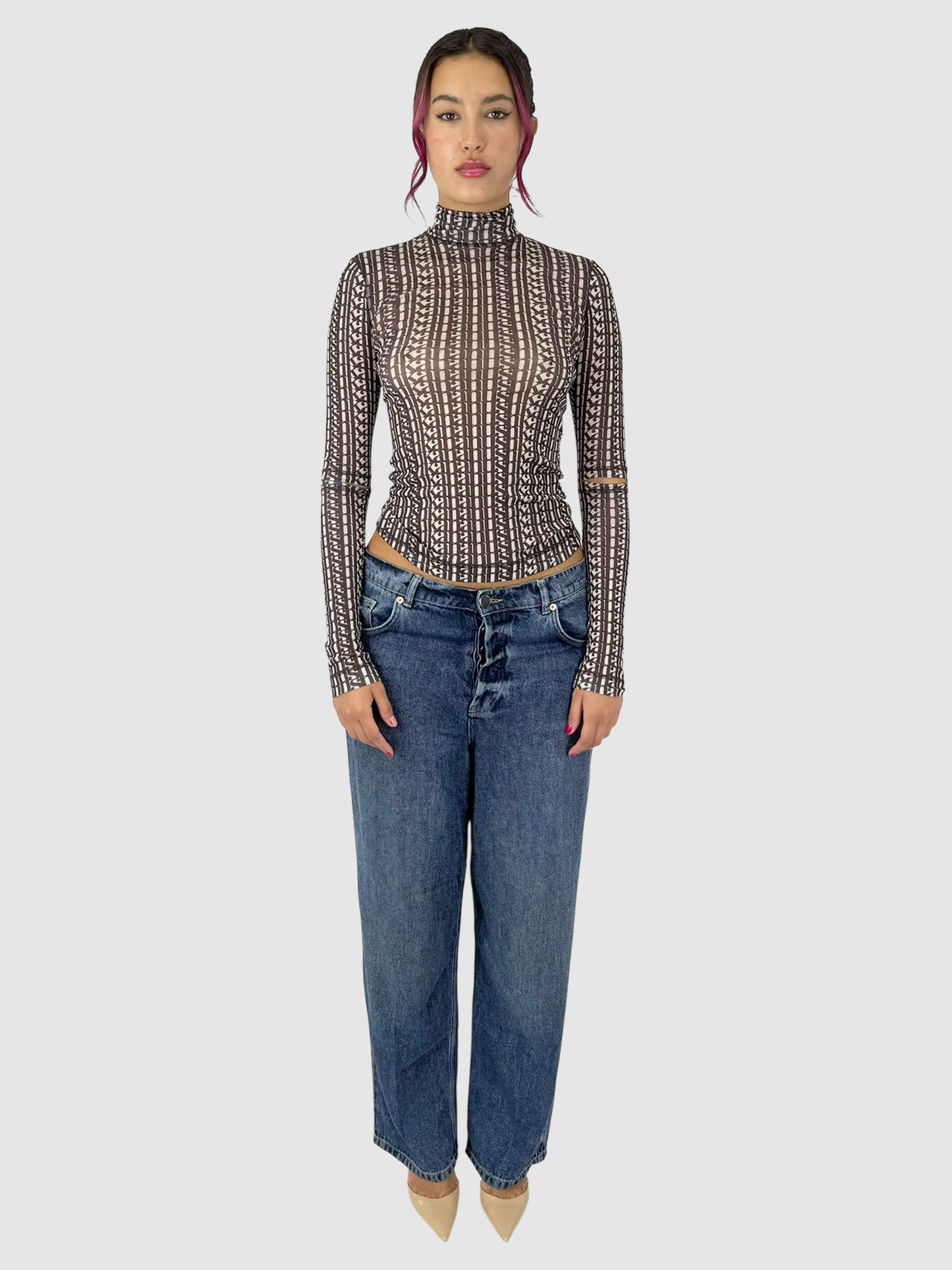 Mesh Turtleneck Top