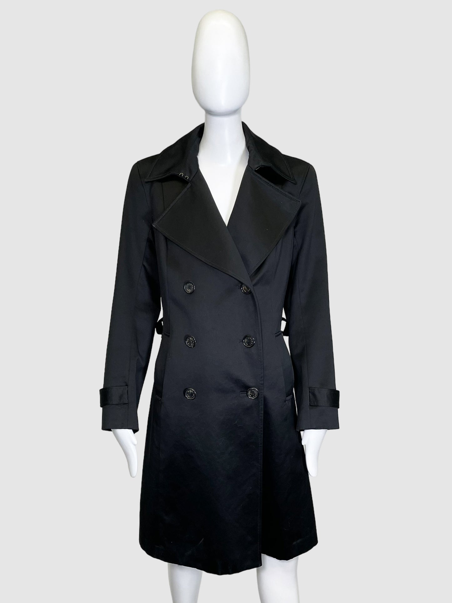 Satin Effect Trench Coat - Size 12