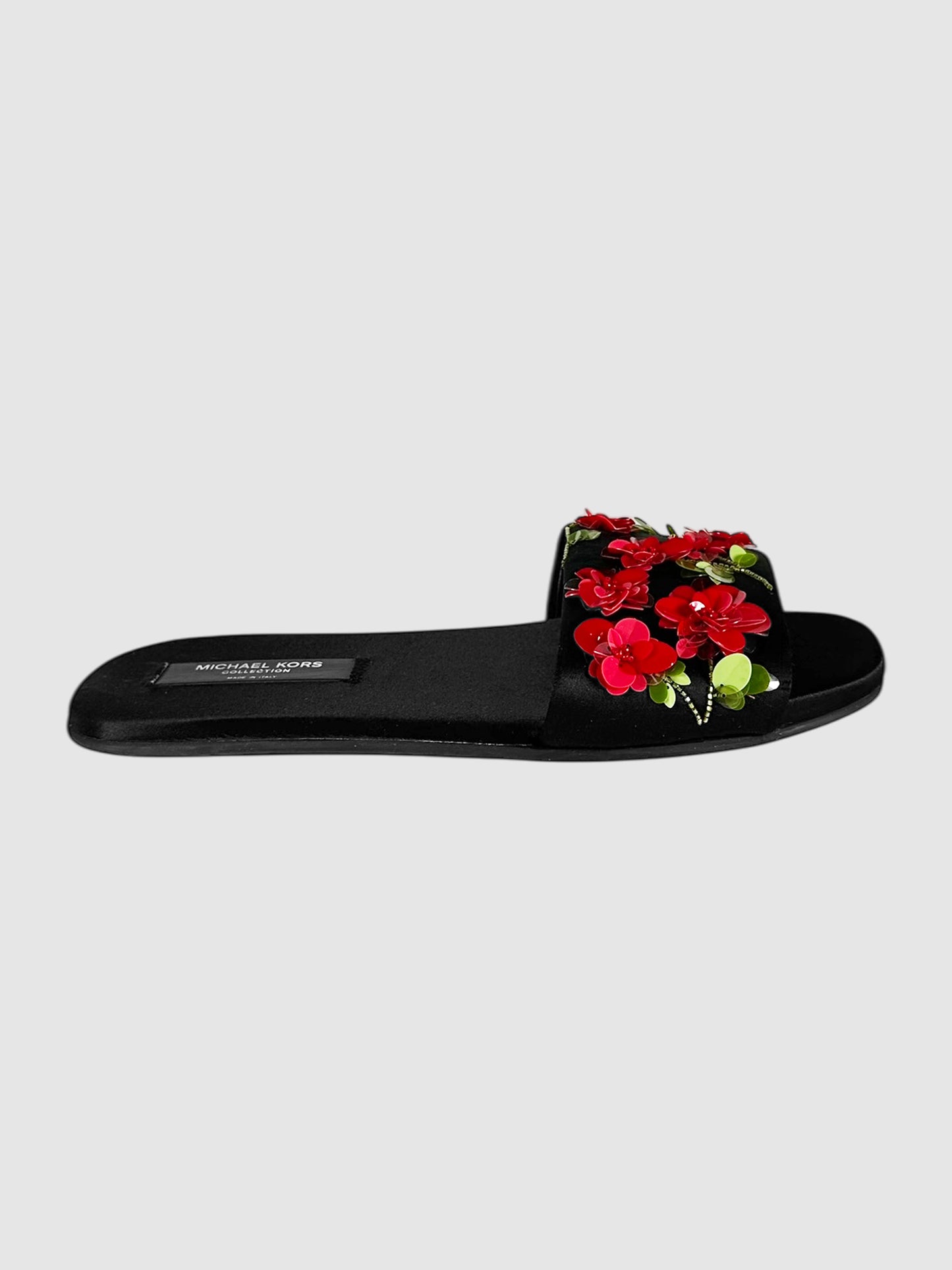 Satin Floral Slides
