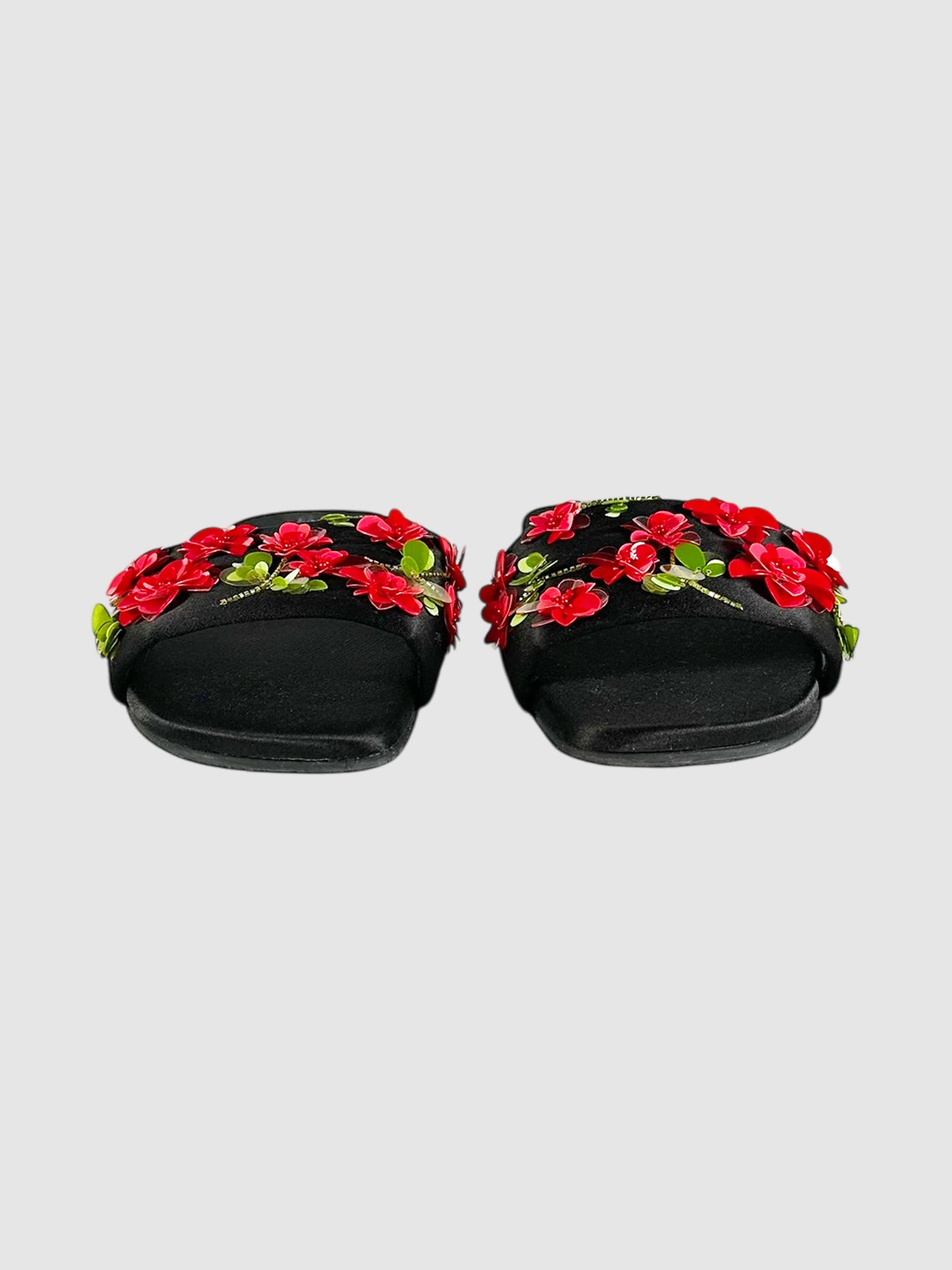 Satin Floral Slides