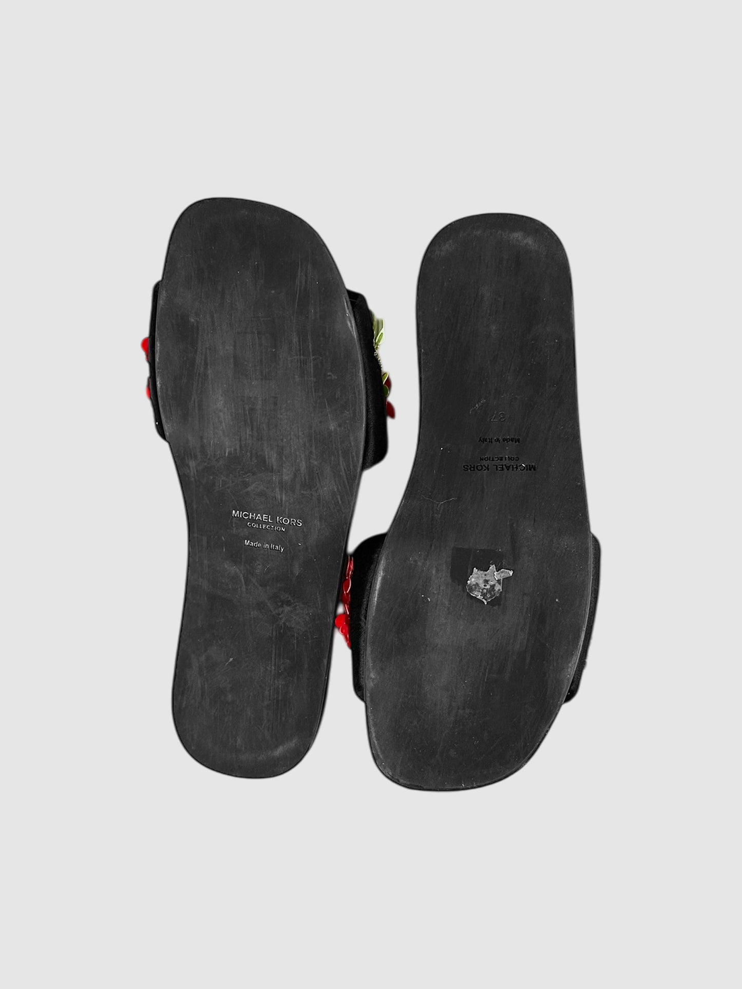 Satin Floral Slides