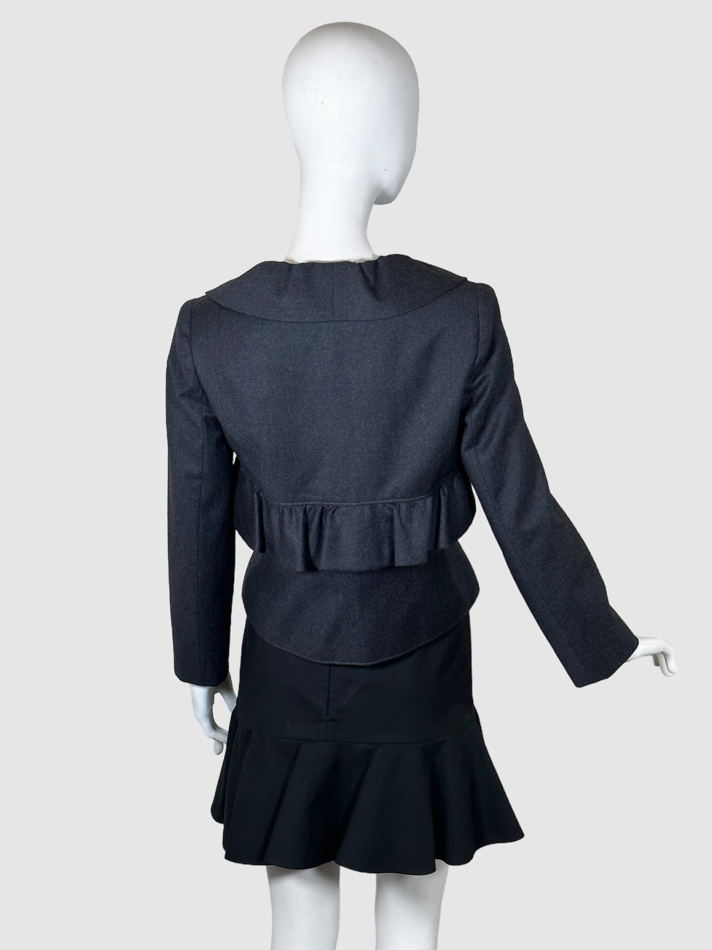 Valentino Single-Breasted Ruffled Blazer - Size 8