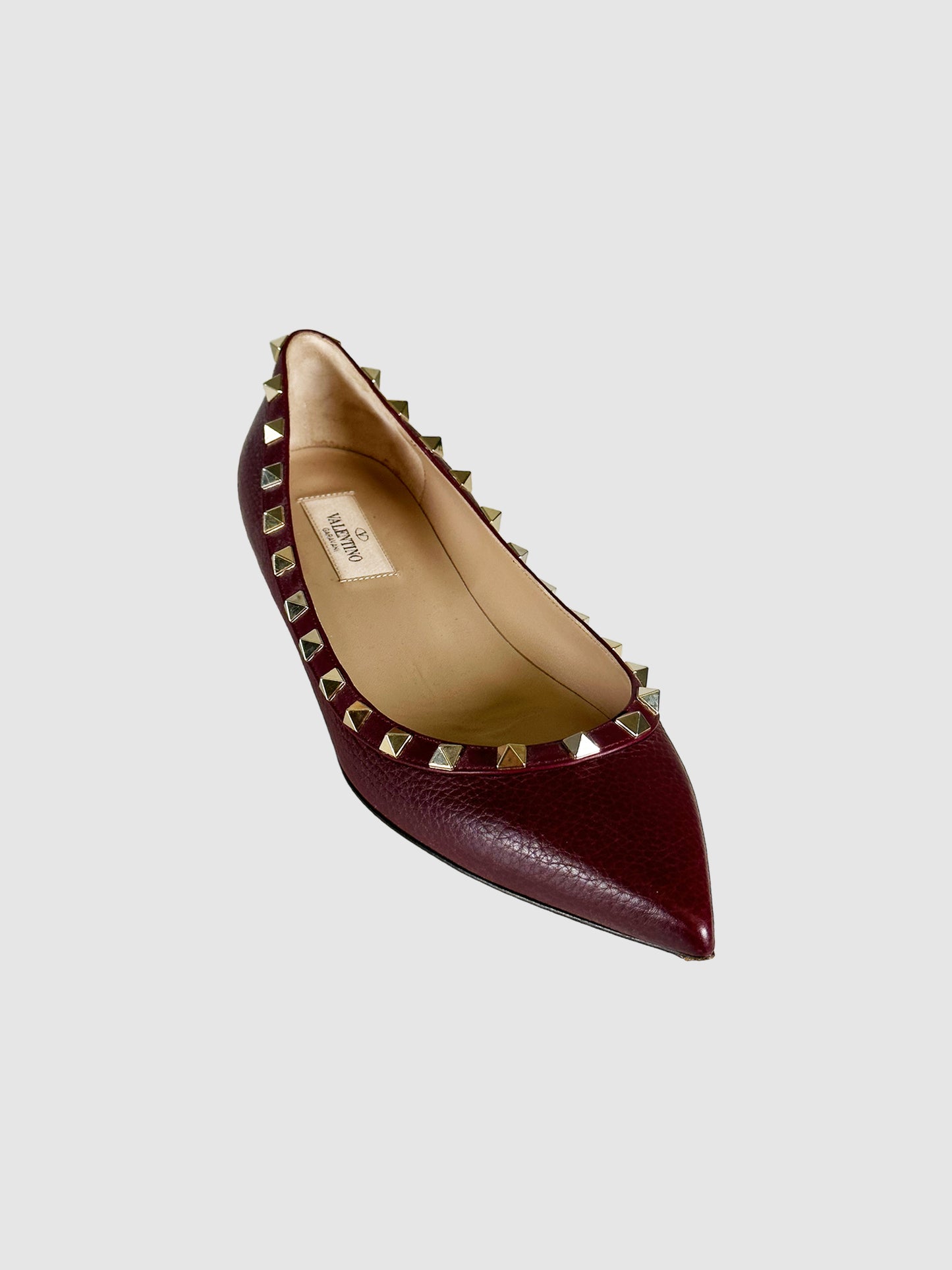 Valentino Rockstud Accents Leather Ballet Flats - Size 39