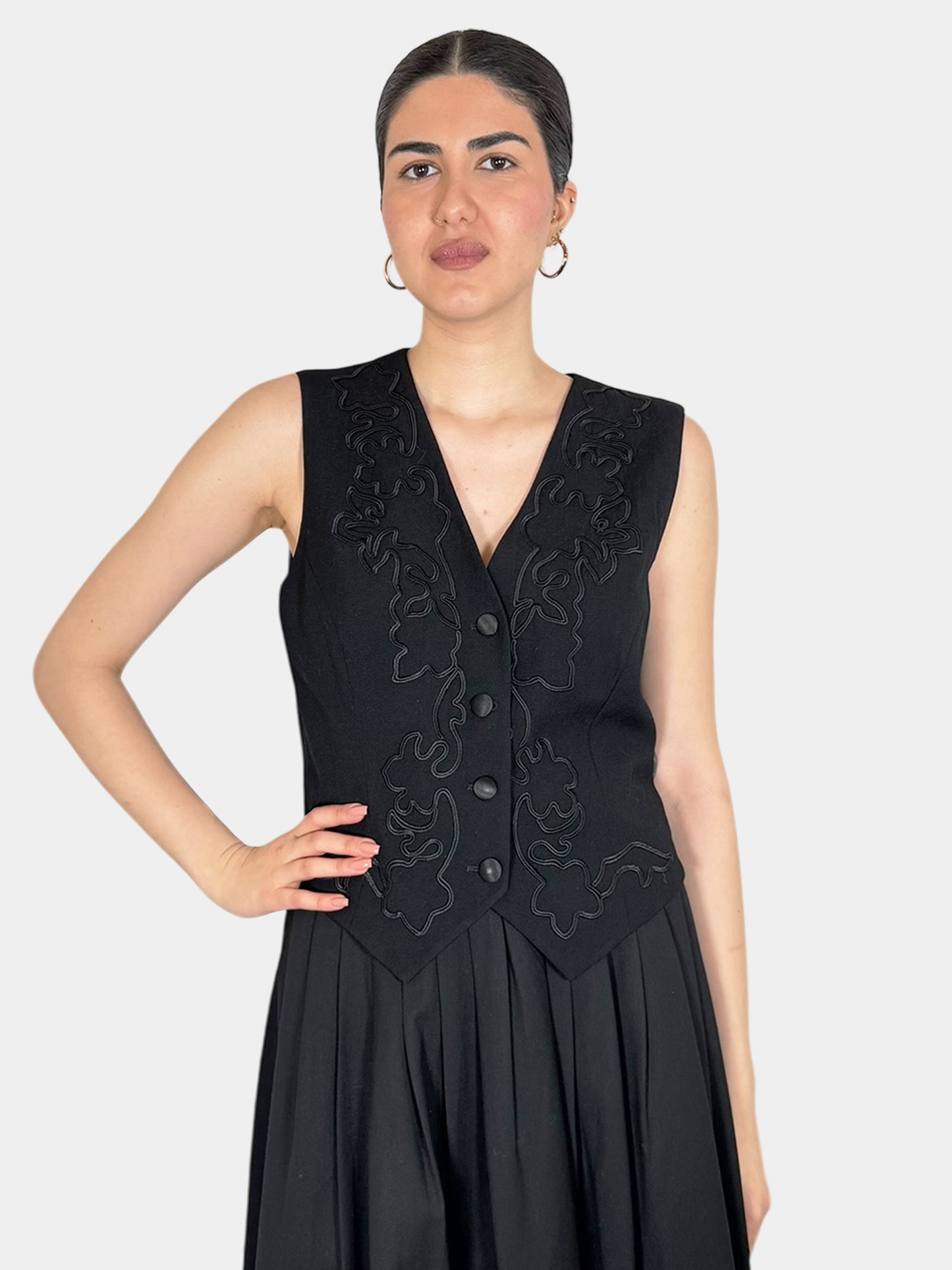 Wool Embroidered Vest - Size M