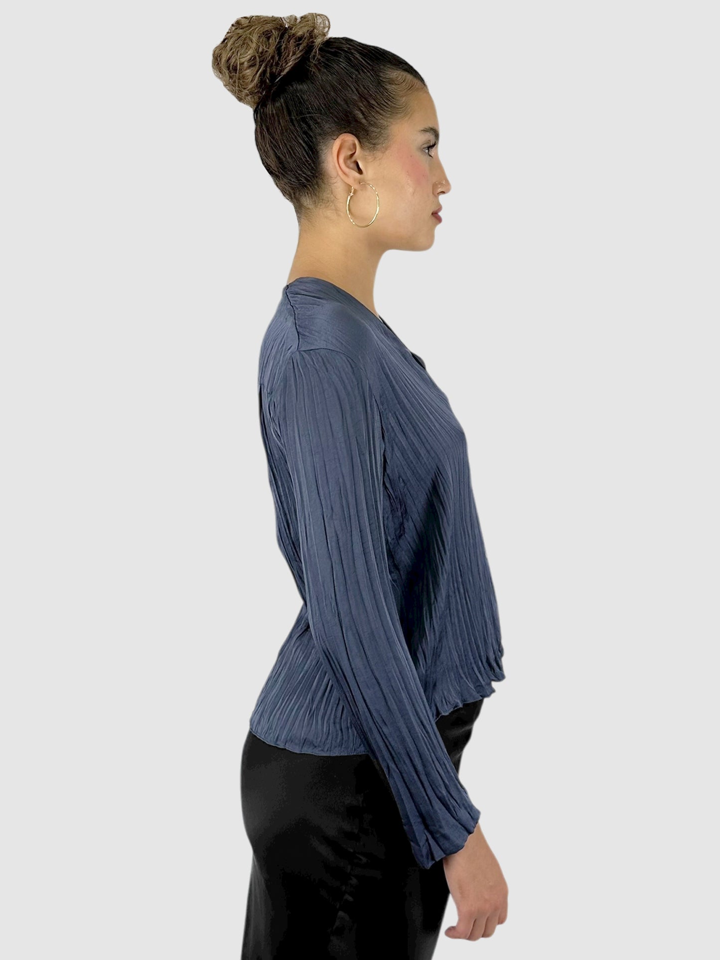 Plissé Button-Up Top