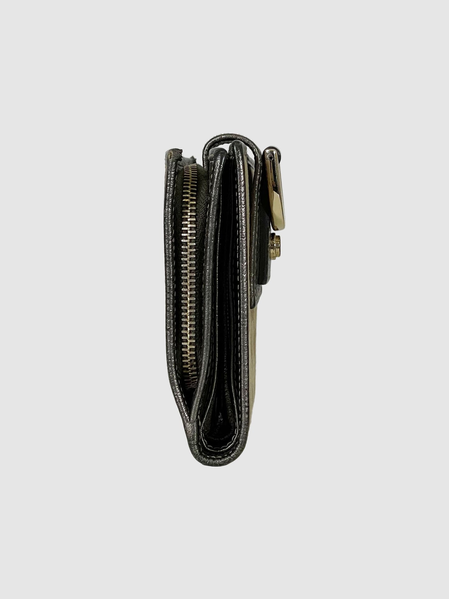 Canvas and Leather D Ring Compact Wallet