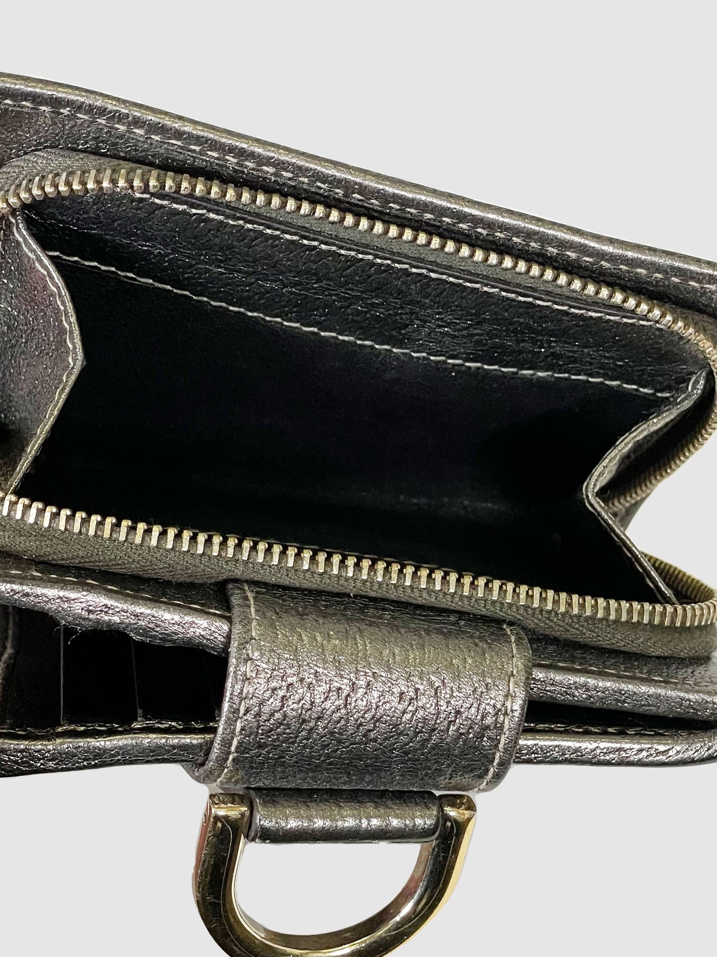 Canvas and Leather D Ring Compact Wallet