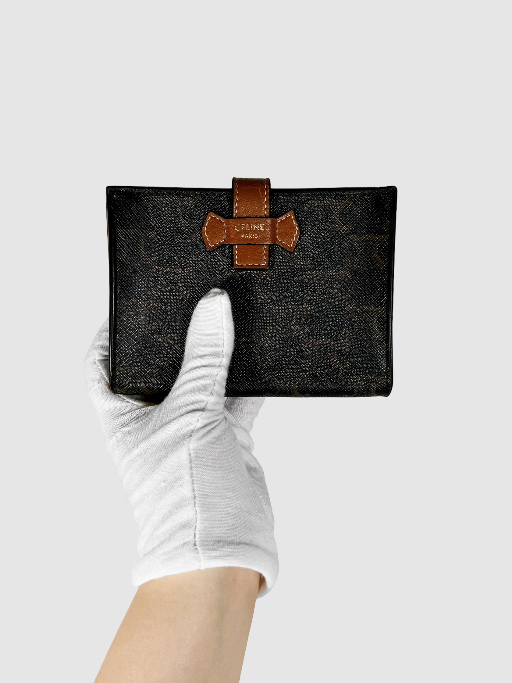 Celine Triomphe Small Strap Wallet in Canvas and Leather Designer Luxury Resale Toronto Canada