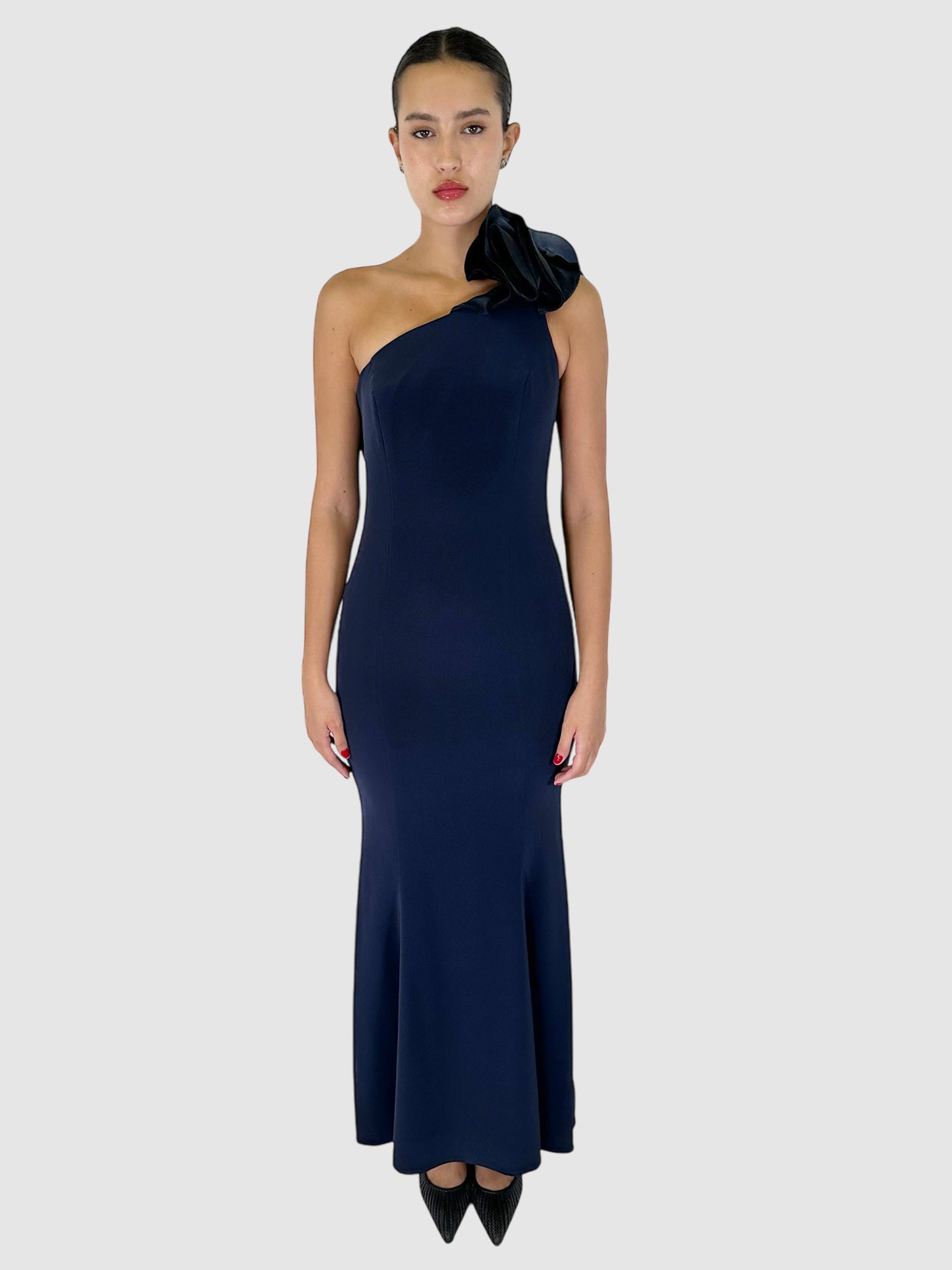 Ruffled One-Shoulder Maxi Dress - Size 6