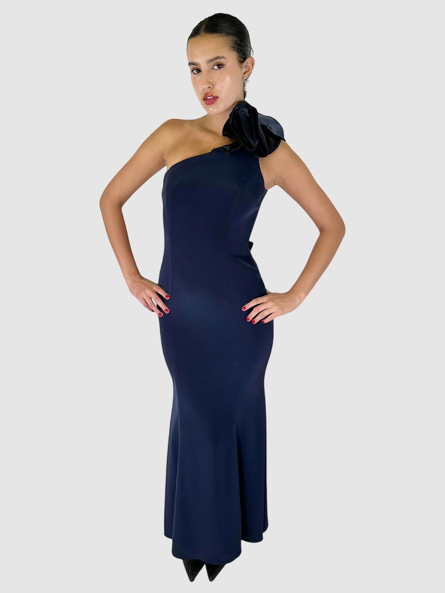 Ruffled One-Shoulder Maxi Dress - Size 6
