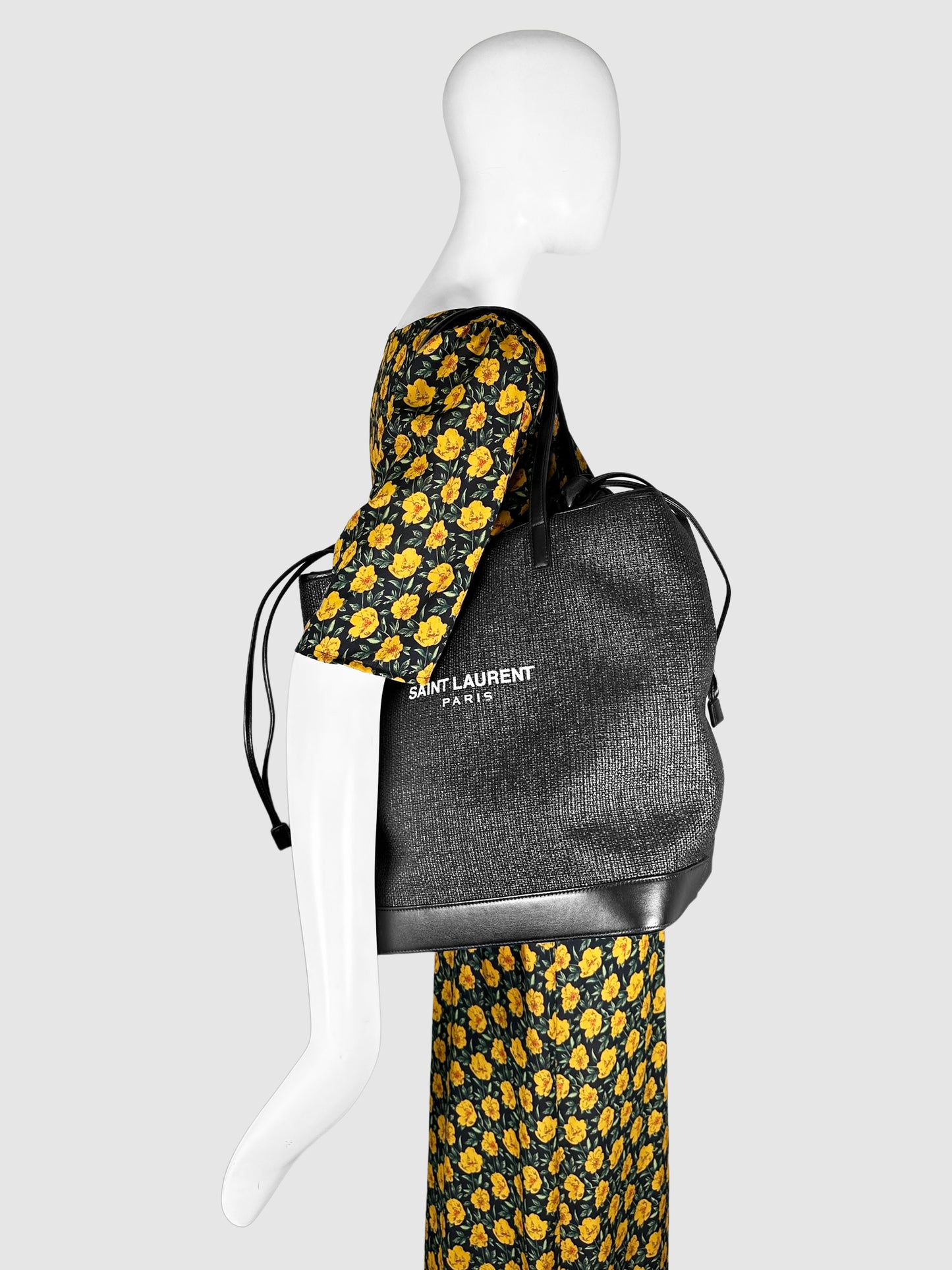 Yves Saint Laurent YSL Woven Raffia Teddy Shopping Tote luxury designer resale consignment
