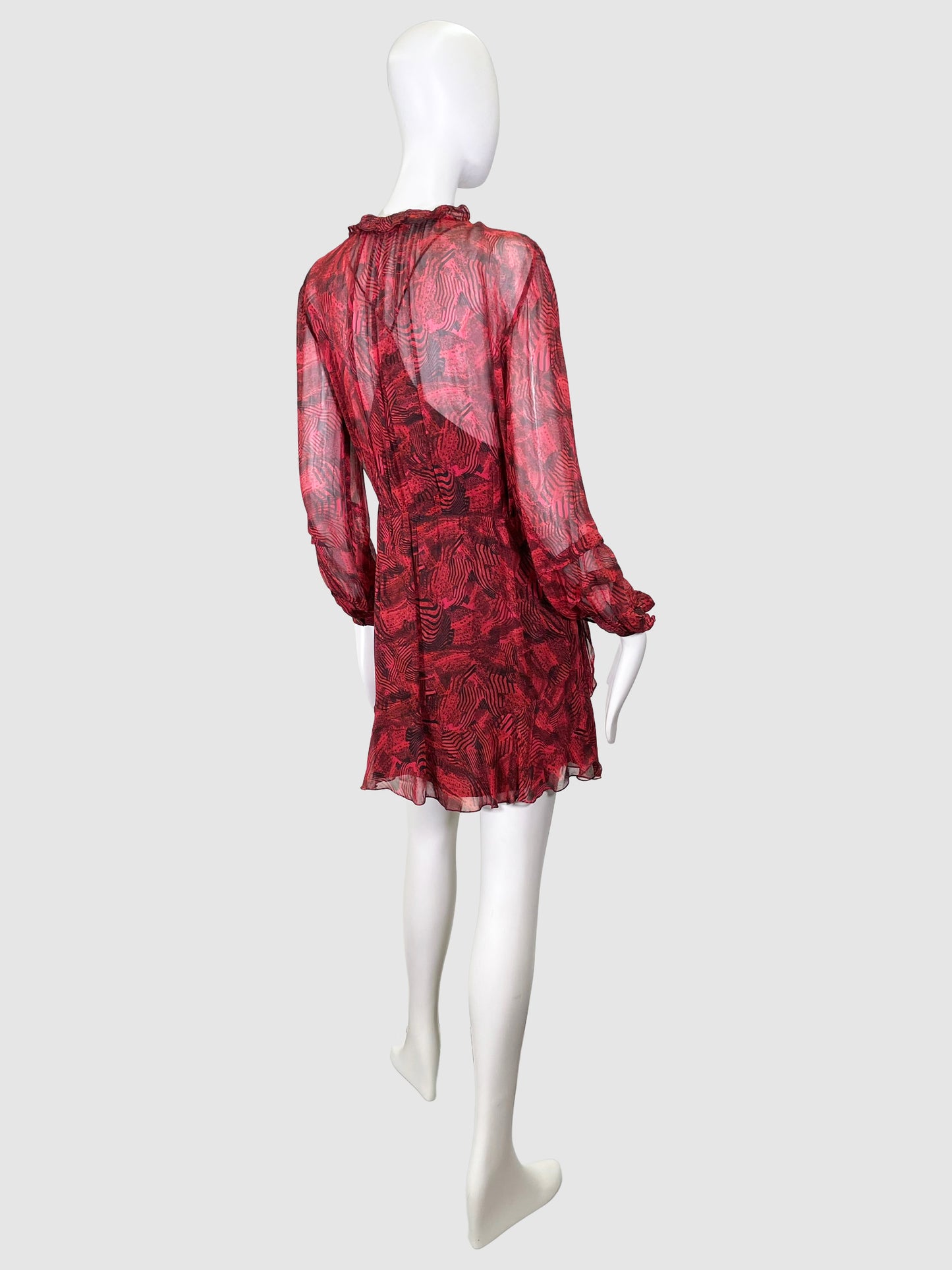 IRO Red V- Neck Longsleeves Dress - Size 34