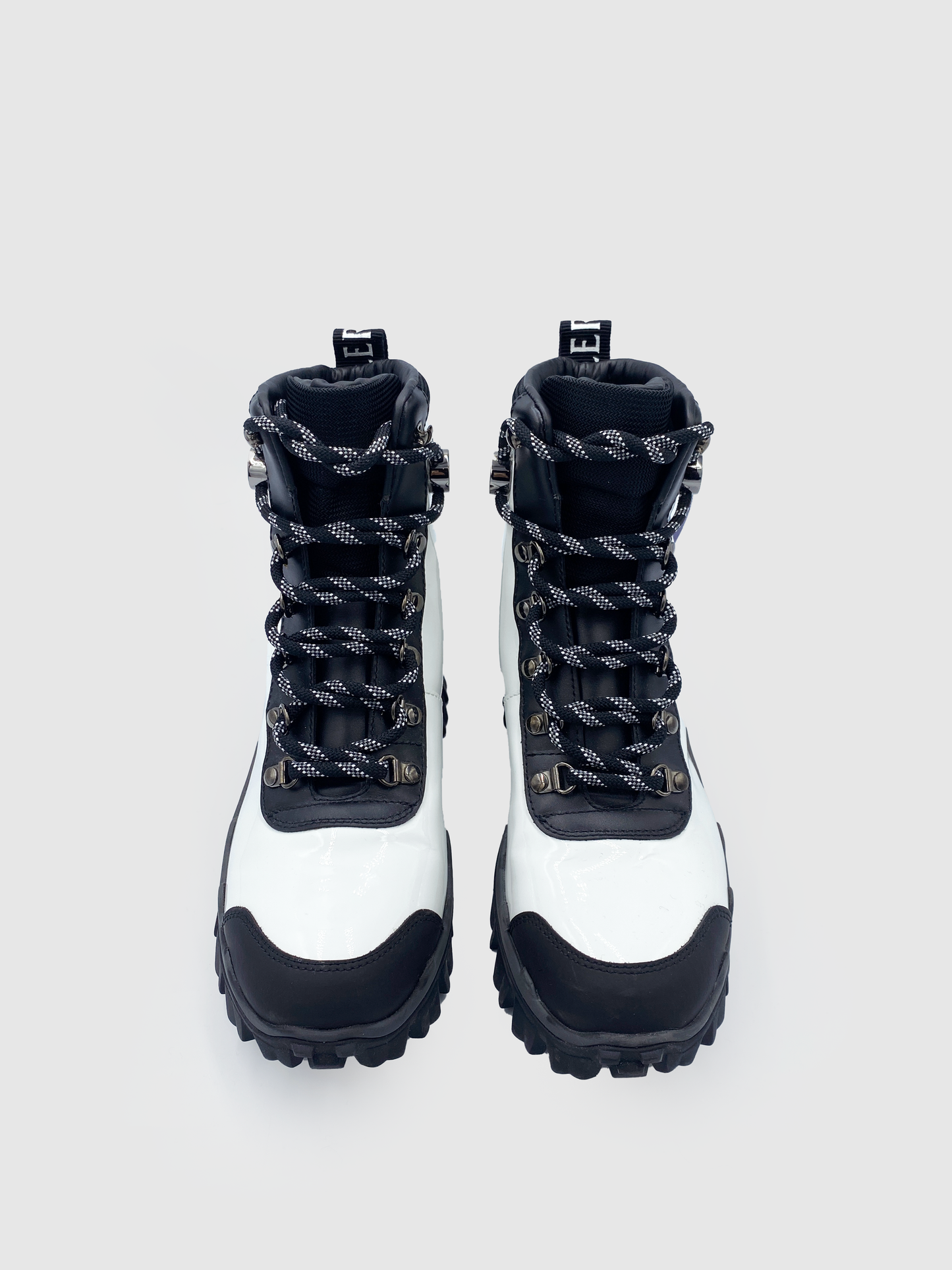 Moncler Black&White Patent Helis Hiking Boots - Size 5