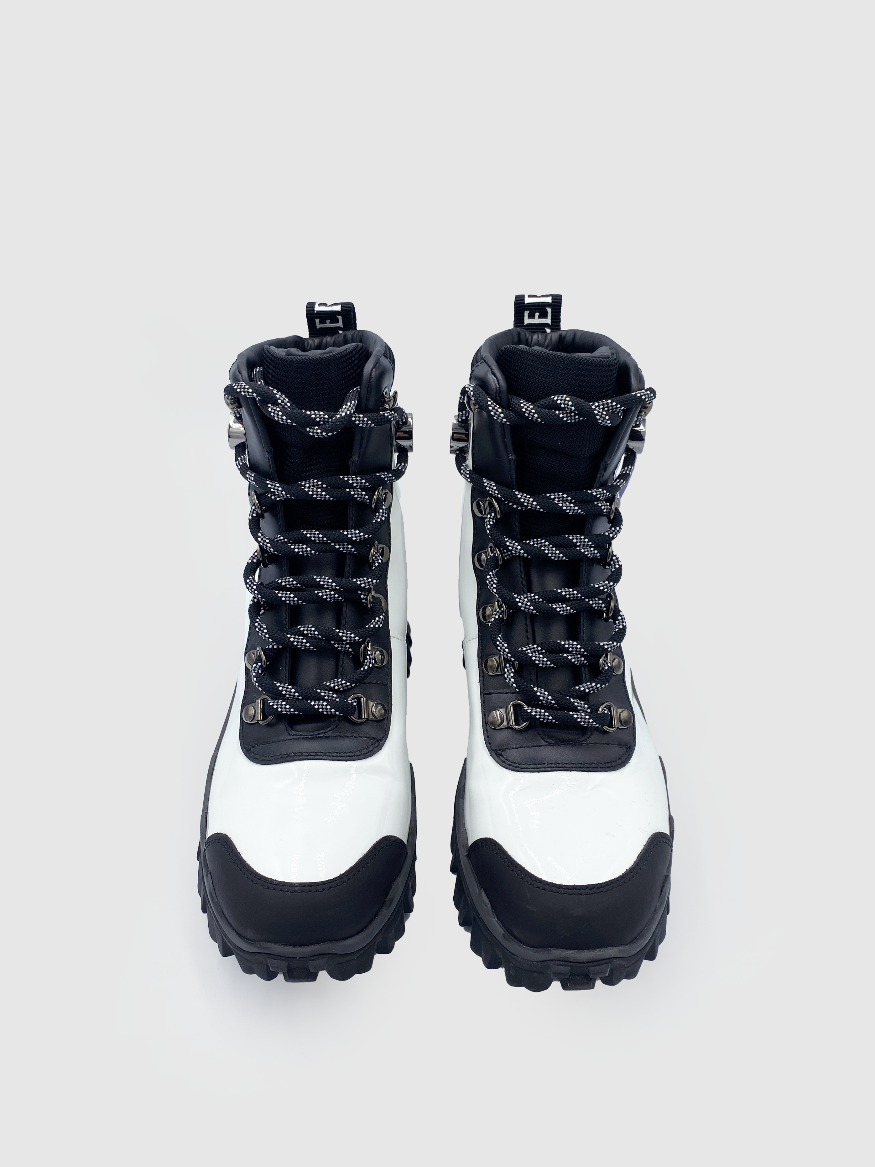 Moncler Black&White Patent Helis Hiking Boots - Size 5