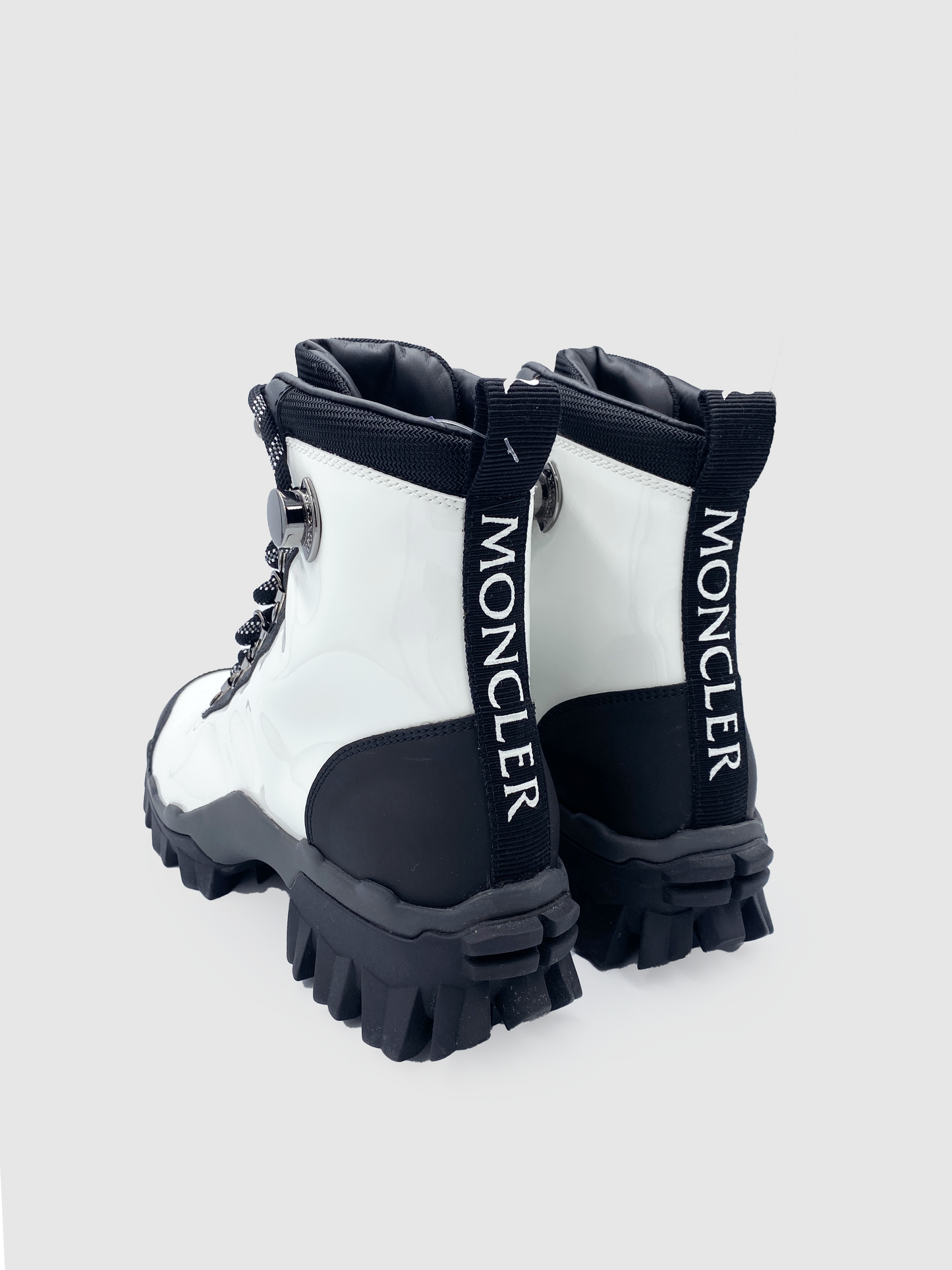 Moncler Black&White Patent Helis Hiking Boots - Size 5