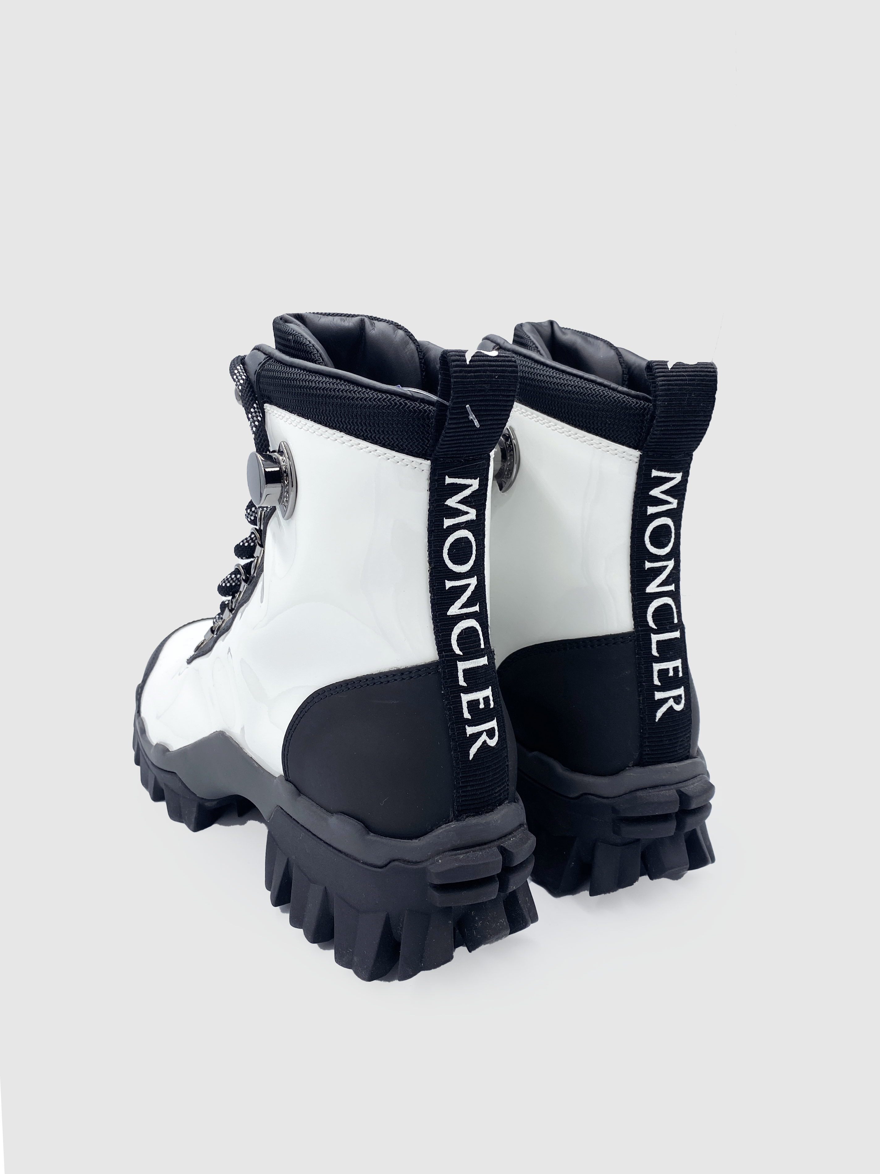 Moncler Black&White Patent Helis Hiking Boots - Size 5