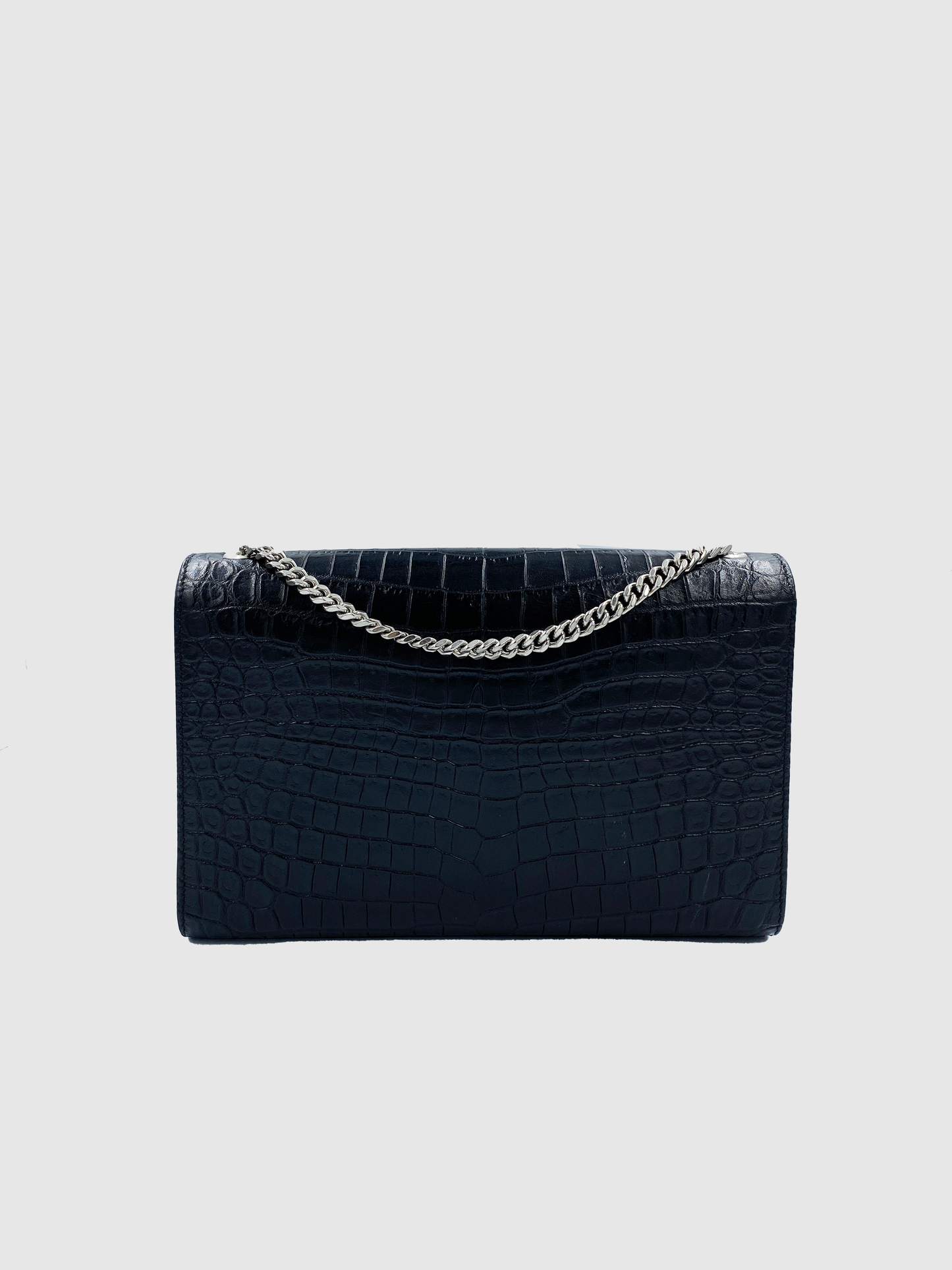 Saint Laurent Kate Croc-Embossed Leather Crossbody Chain Bag