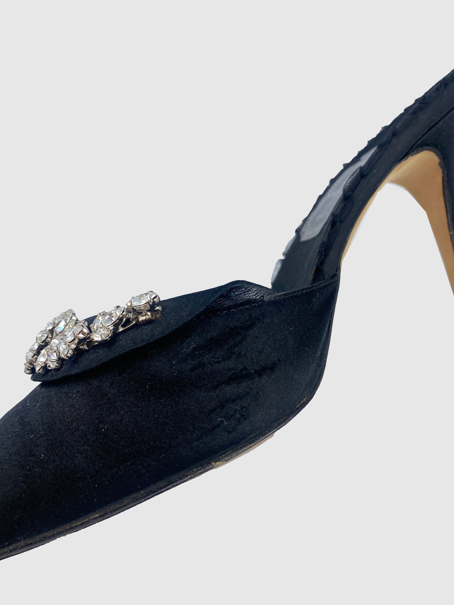 Rene Caovilla Black Saint Mule with Crystal Embellishment - Size 38