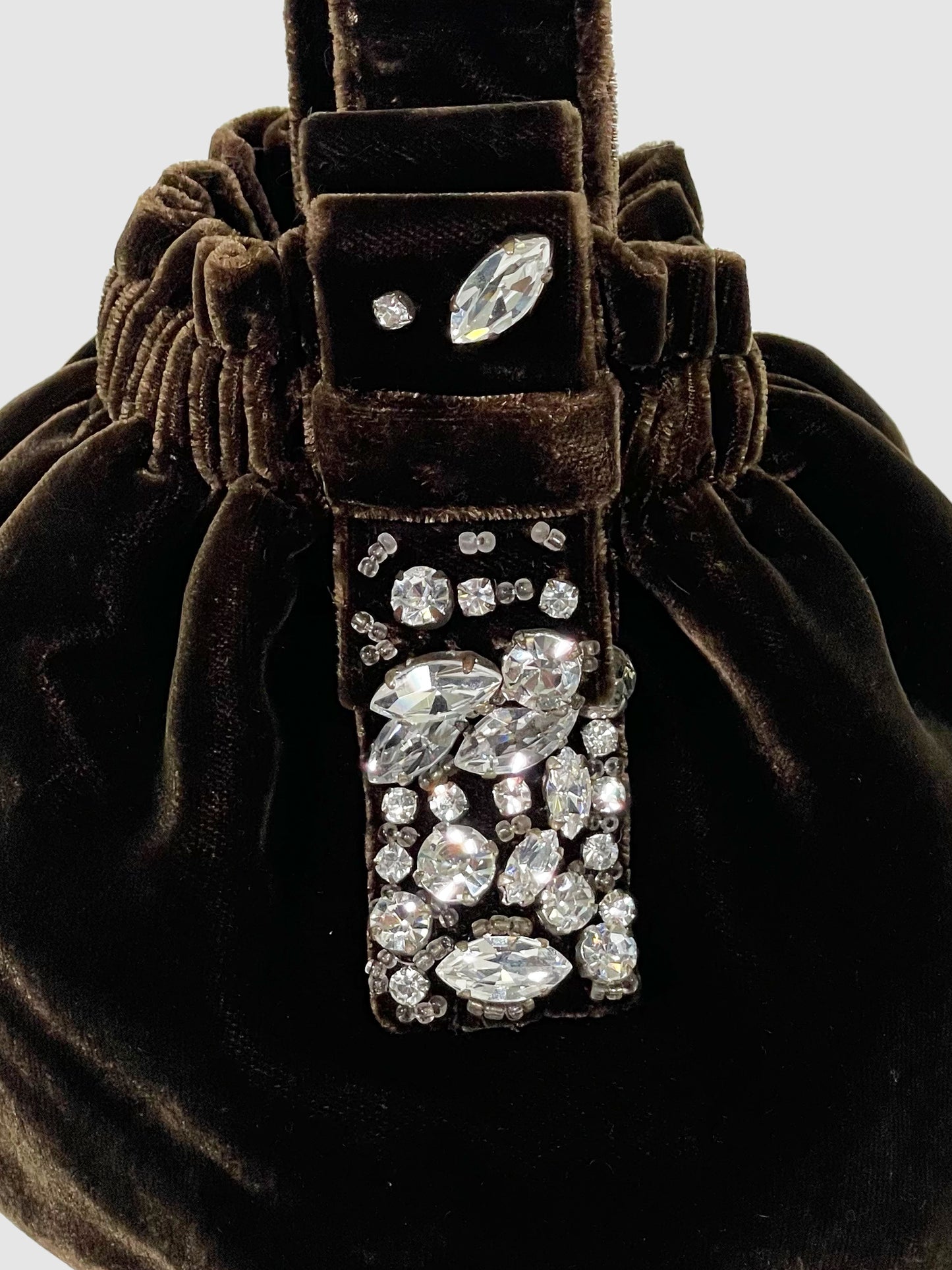 Max Mara Rhinestone Velour Pouch Bag