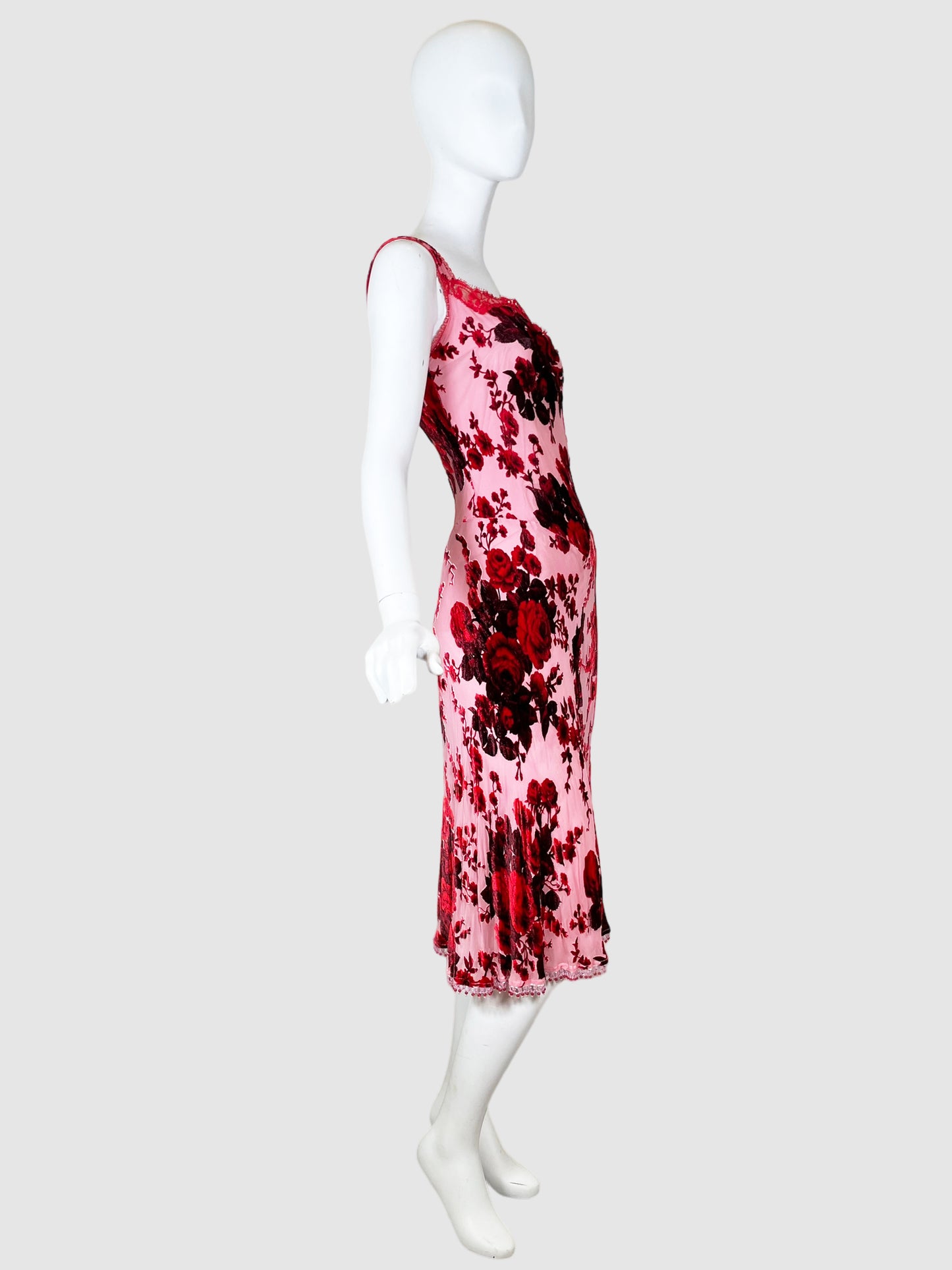 Asymmetrical Floral Lace Dress - Size 8