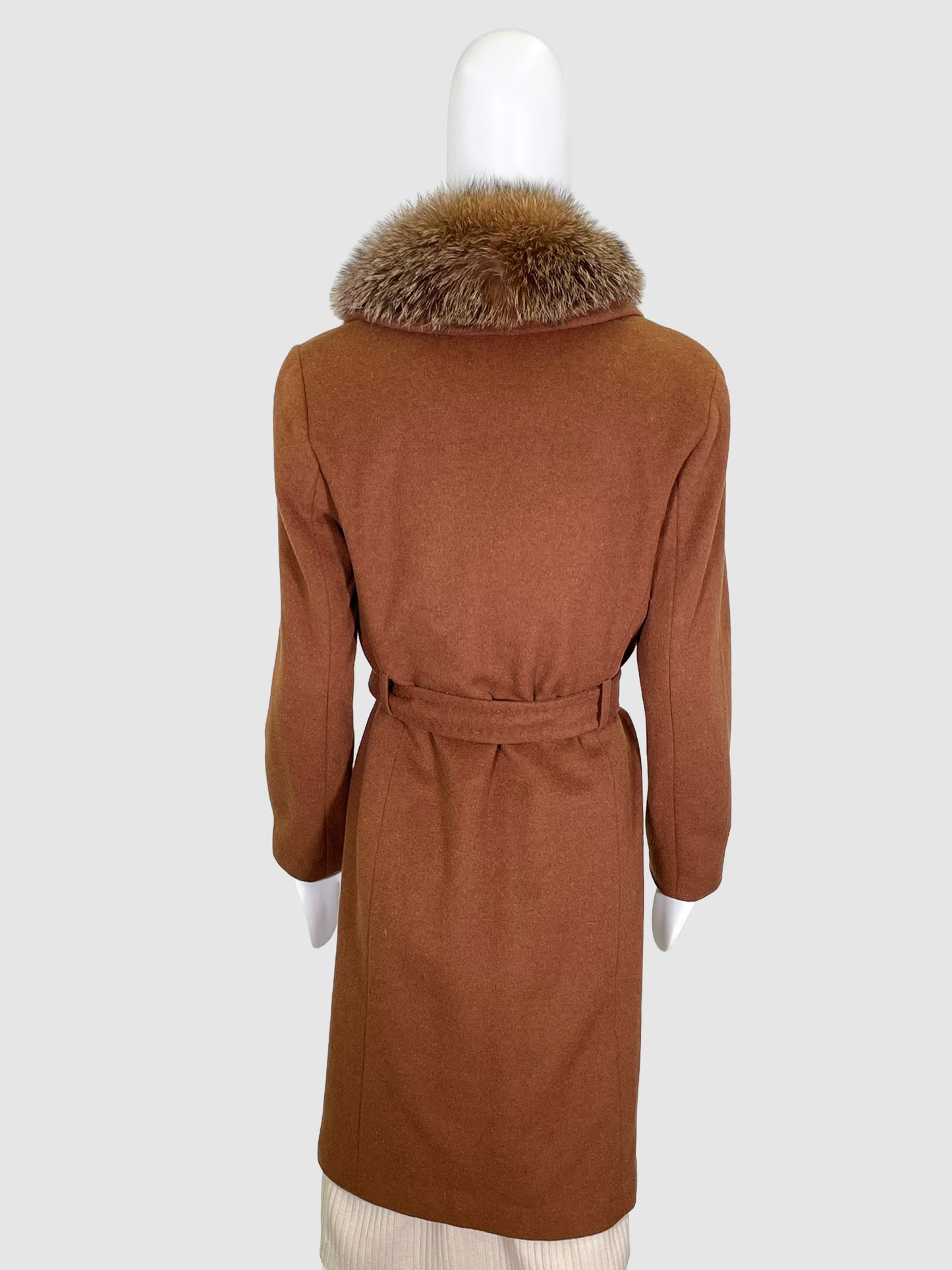 Wool Coat with Fur Trimmed Collar - Size 2