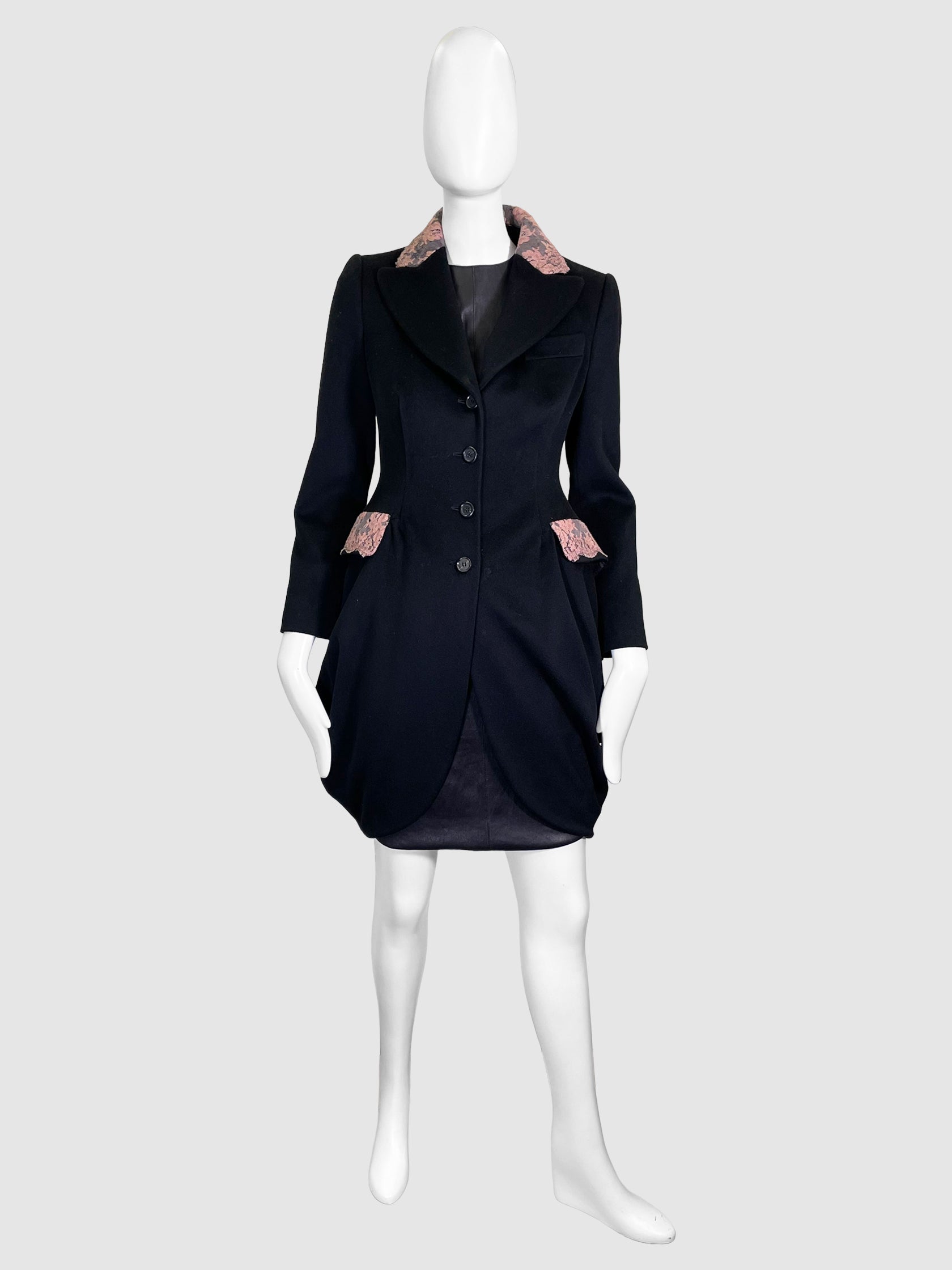 Wool Coat with Lace Details - Size 40
