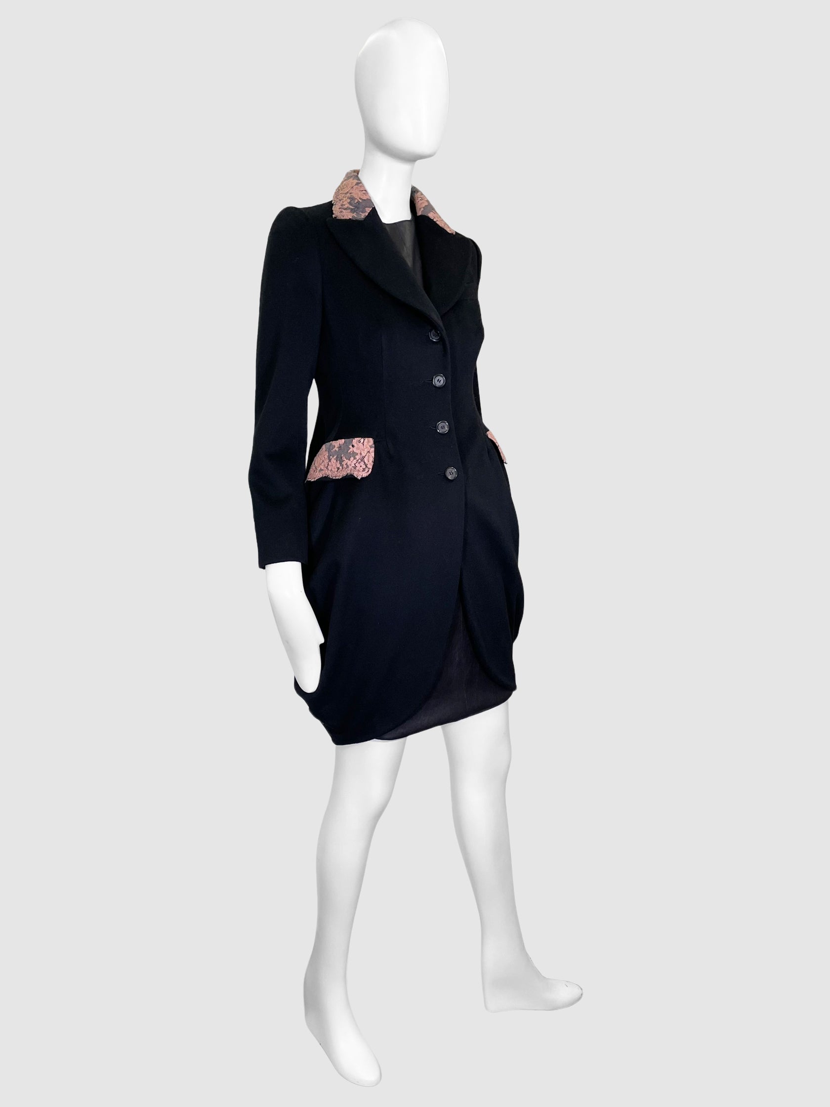 Wool Coat with Lace Details - Size 40