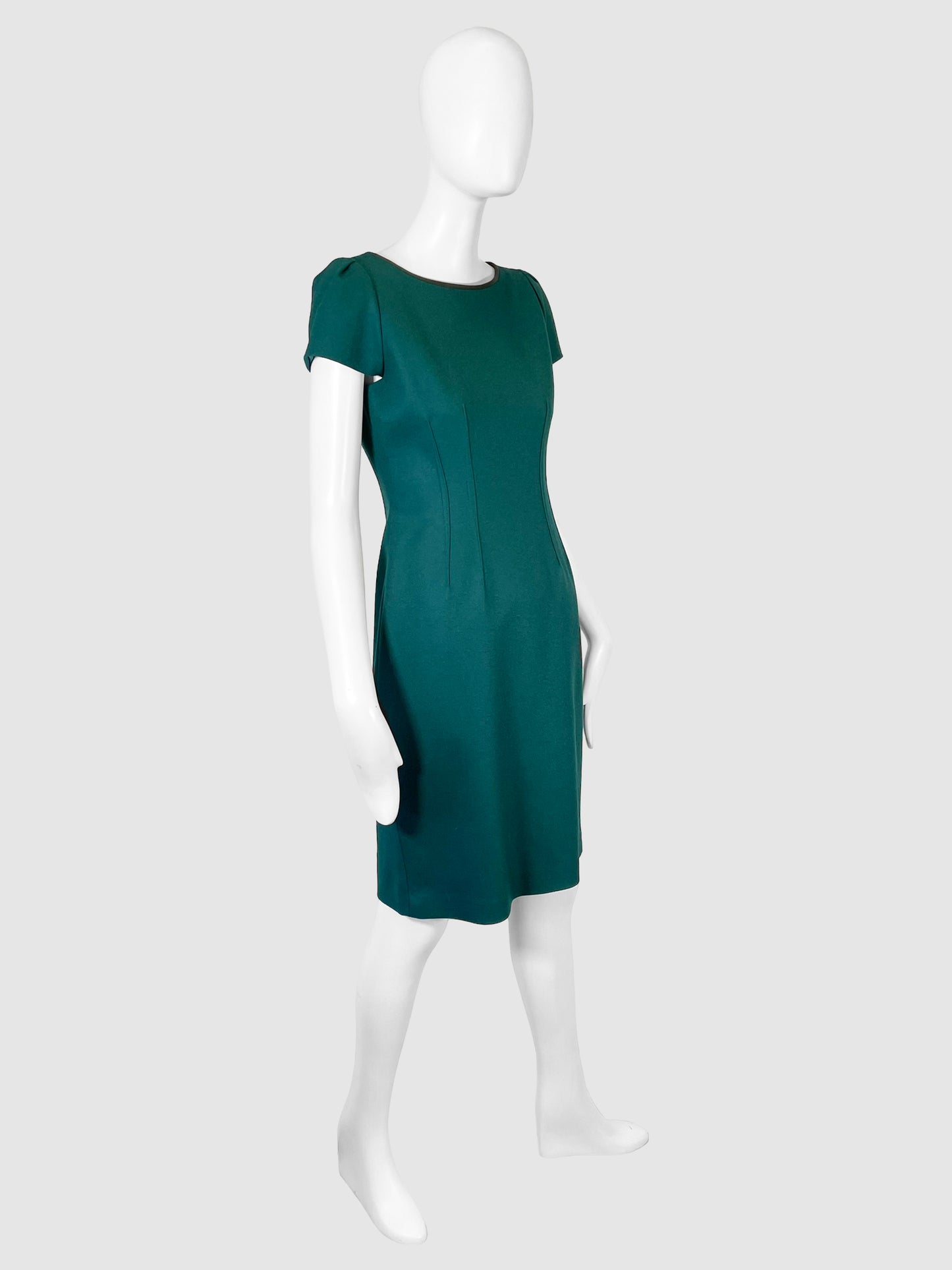 Elie Tahari Leather Trim Wool Dress - Size 4