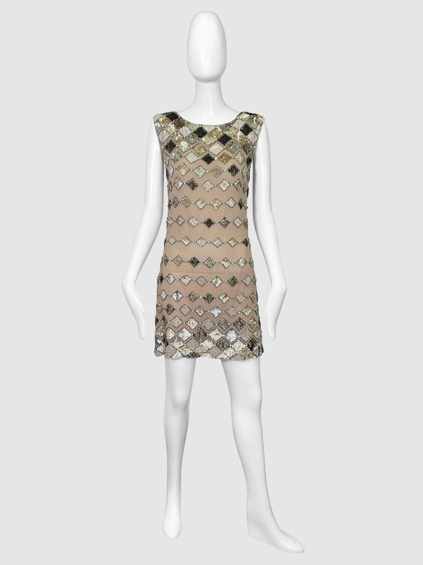 Alice + Olivia Silk Sequinned Diamond Print Dress - Size 4