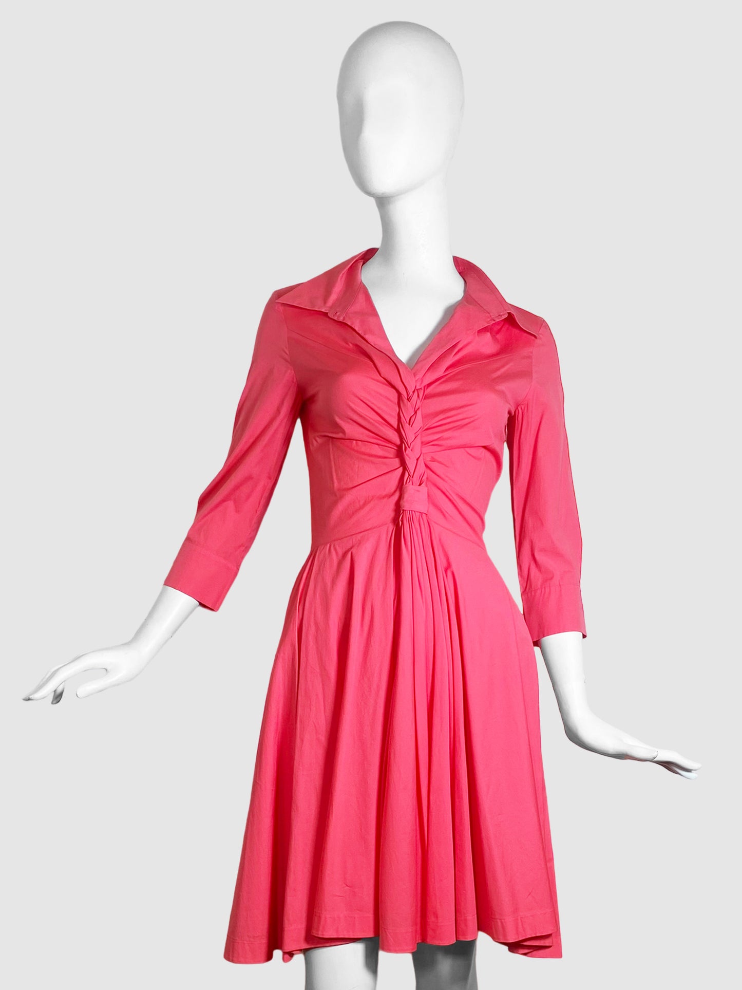 V-Neck Dress with Ruching - Size 36