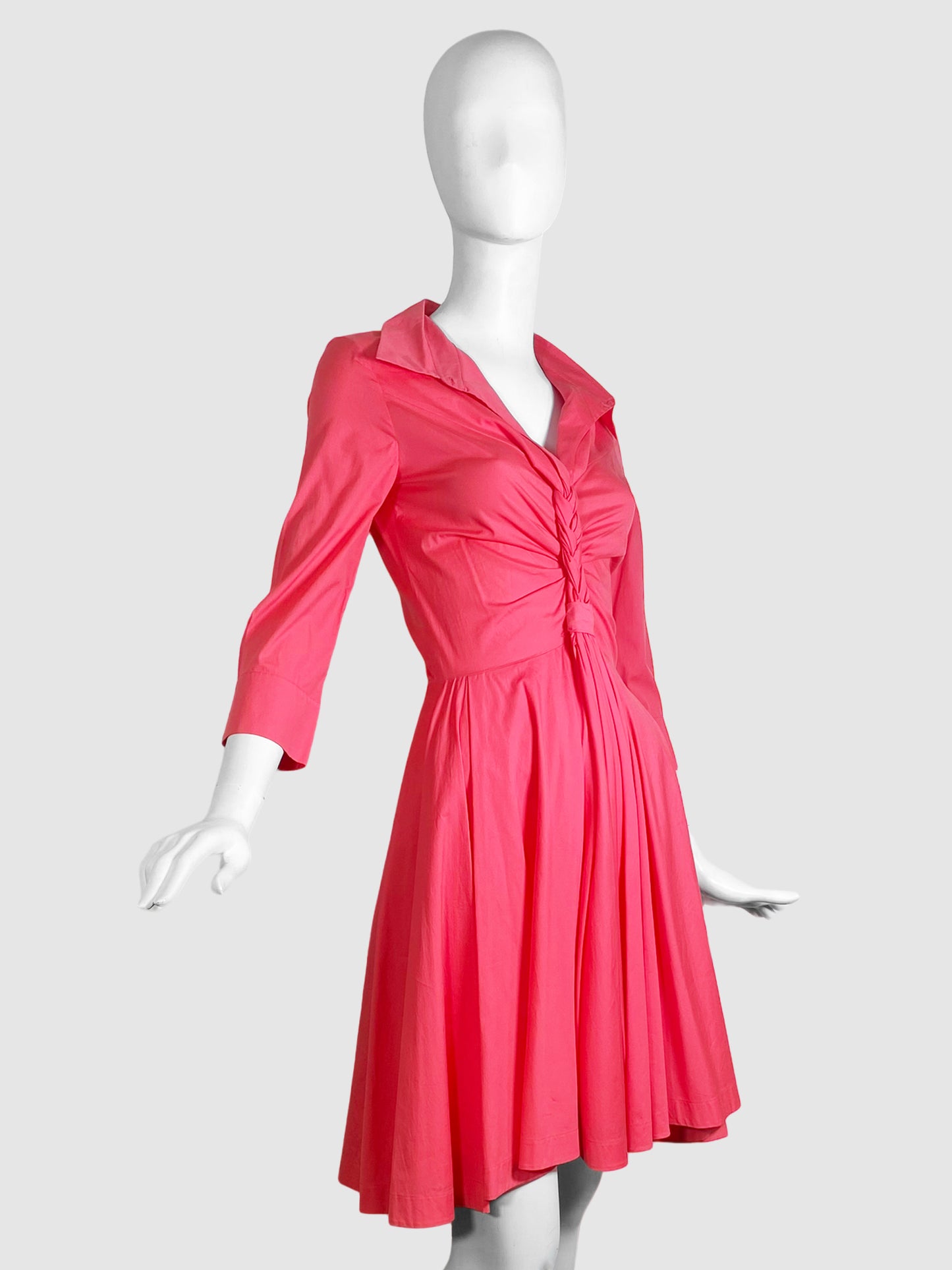 V-Neck Dress with Ruching - Size 36