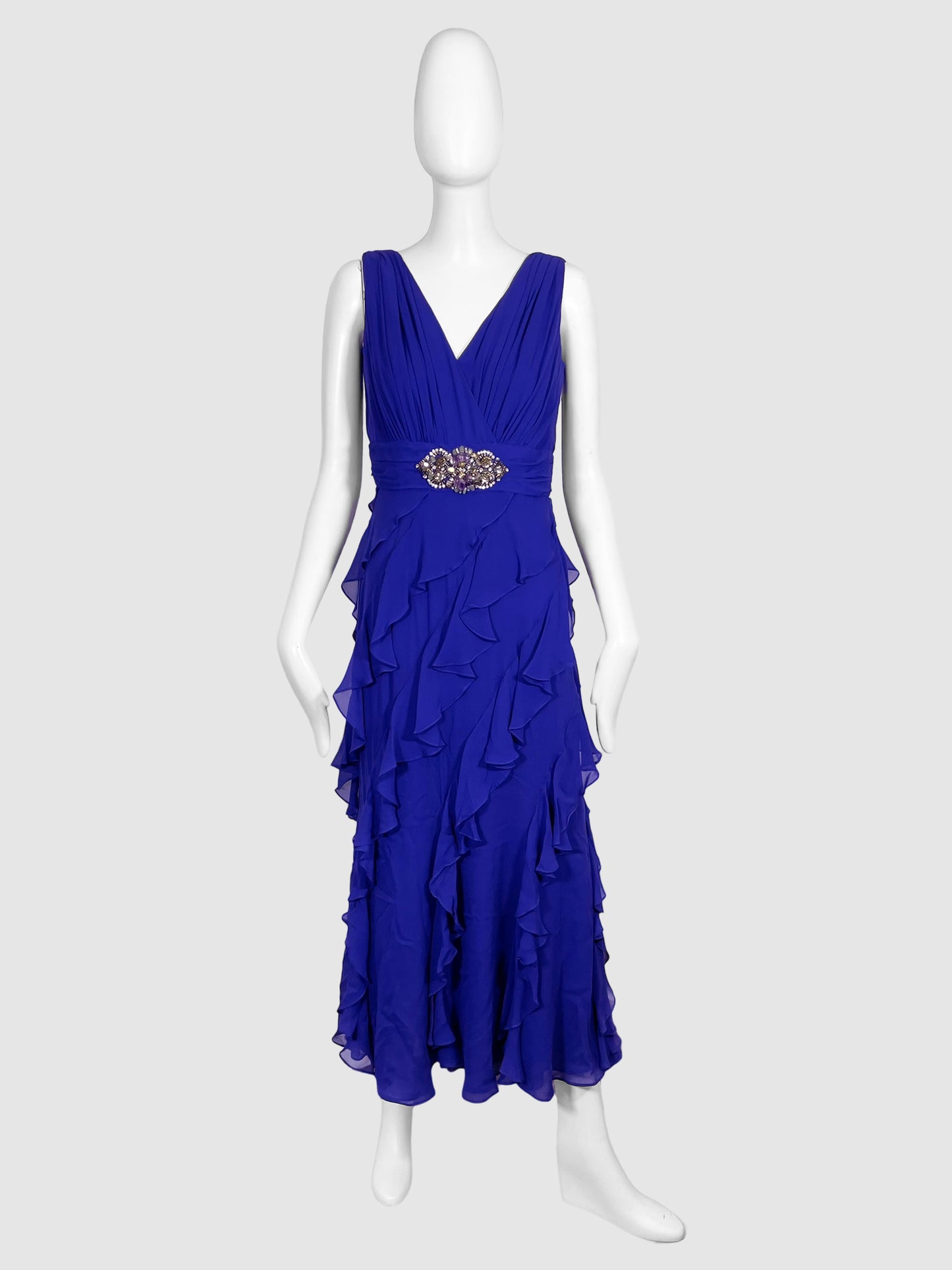Badgley Mischka Plunge Neckline Maxi Dress - Size S/M