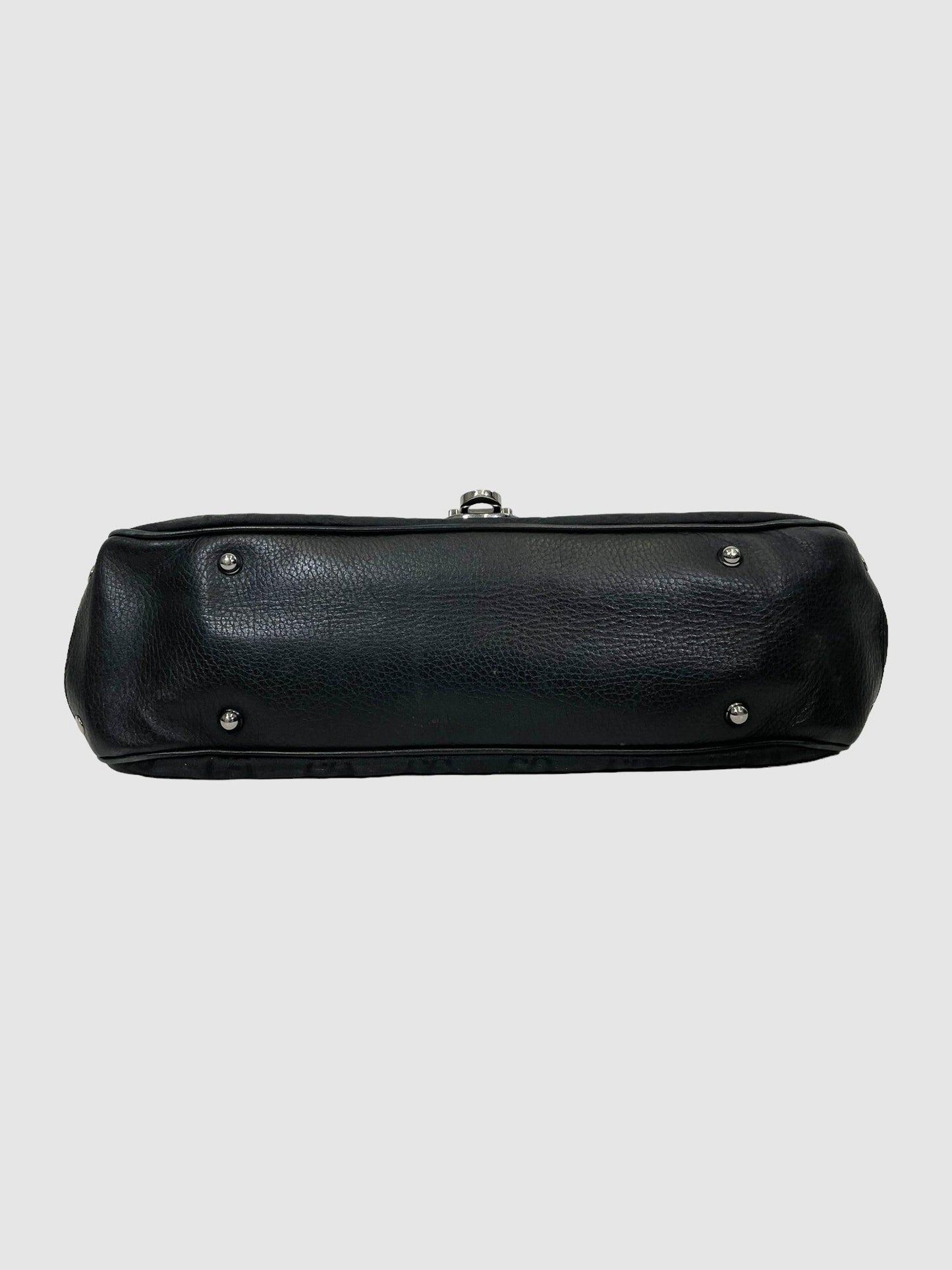 Gucci Black Canvas Monogram Flap Shoulder Bag - Second Nature Boutique