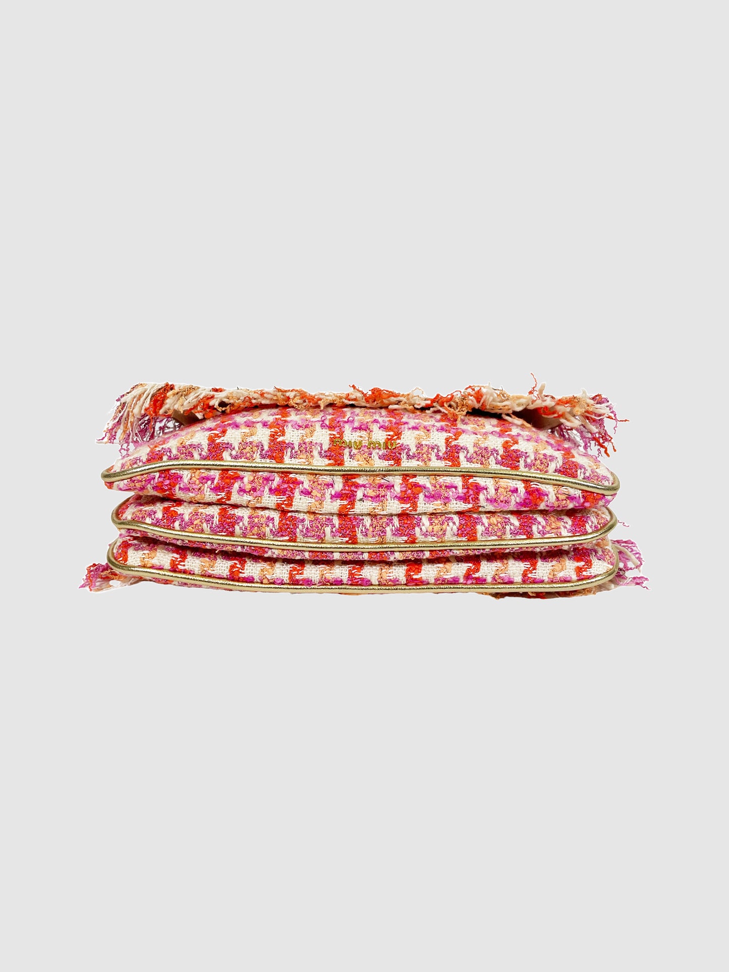 Miu Miu Pink Houndstooth Tweed Shoulder Bag