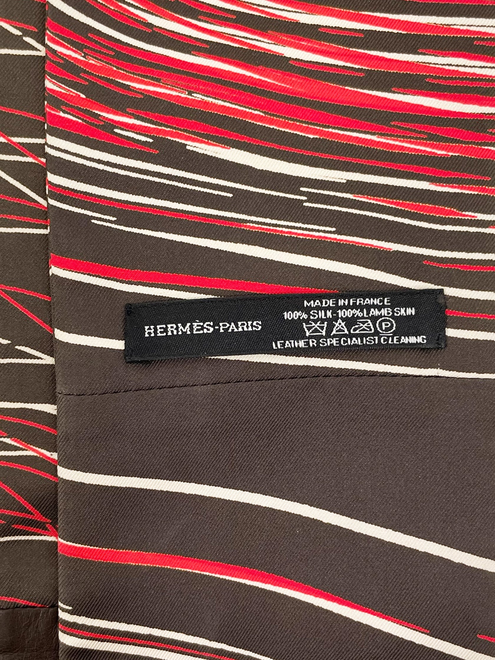 Stripe Leather and Silk Twilly Scarf