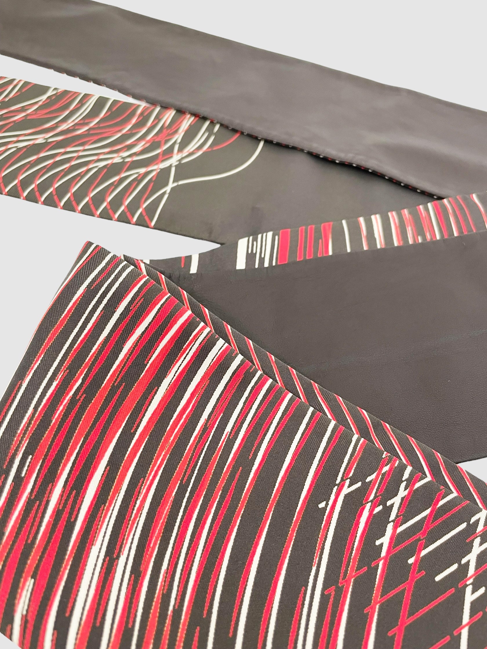 Stripe Leather and Silk Twilly Scarf