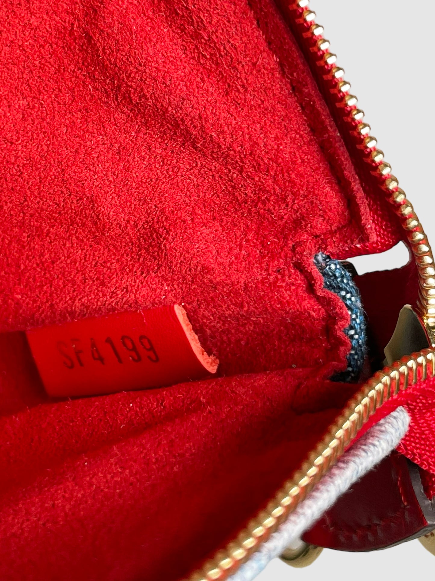 Louis Vuitton Monogram Denim Patchwork Keychain Micro Pochette