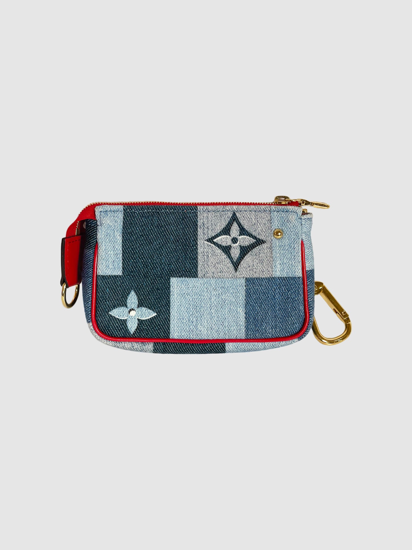 Louis Vuitton Monogram Denim Patchwork Keychain Micro Pochette