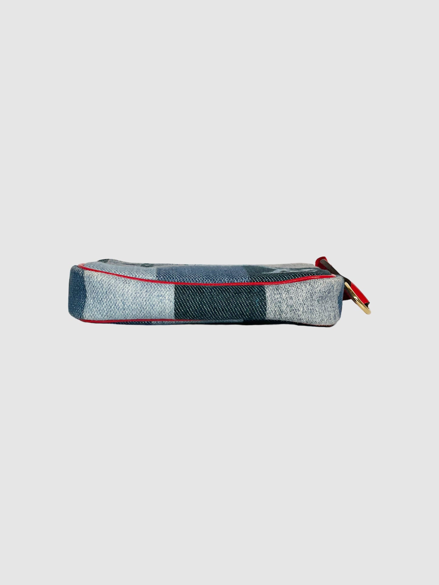 Monogram Denim Patchwork Keychain Micro Pochette