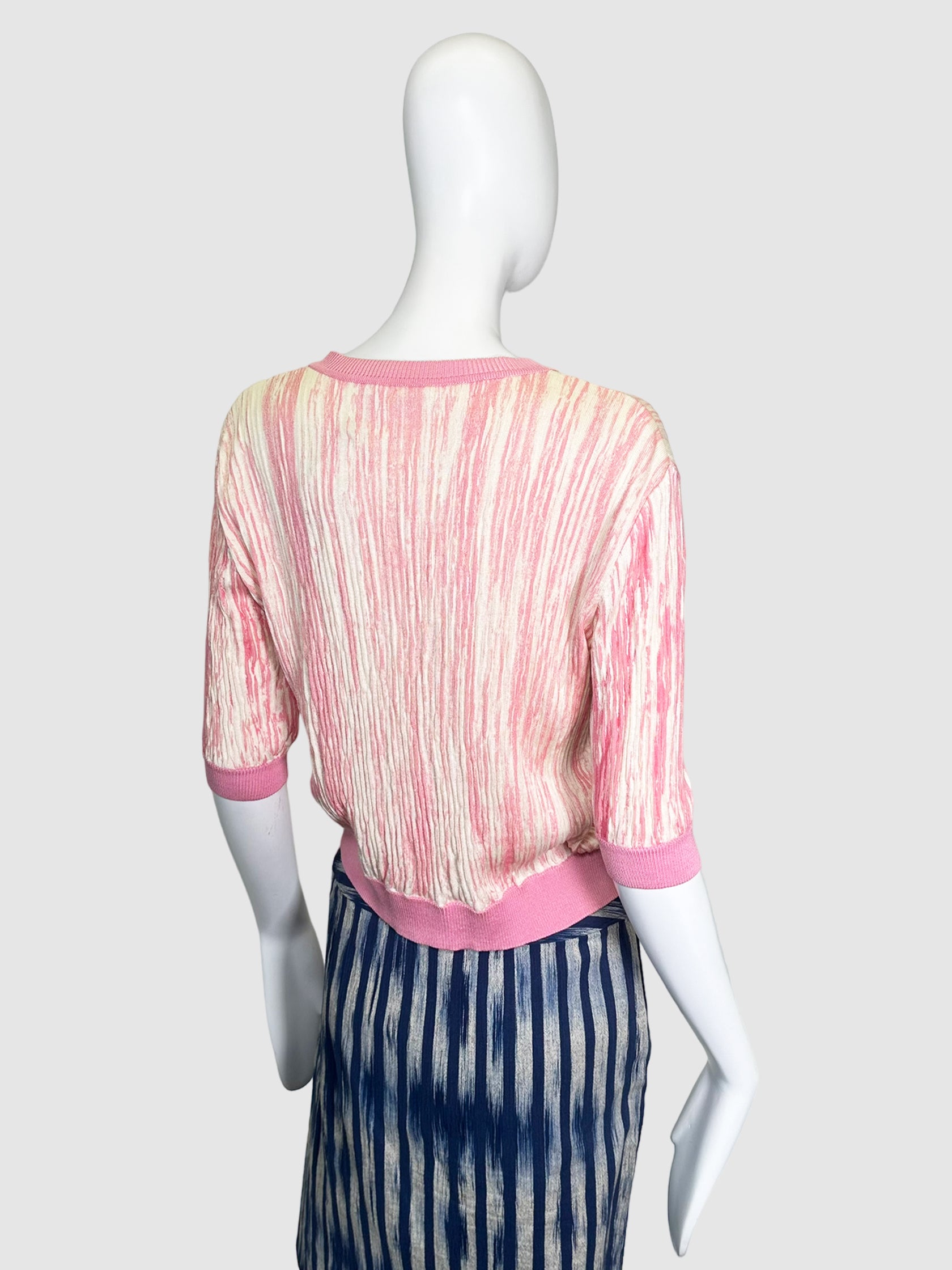 Textured Short Sleeve Cardigan - Size L