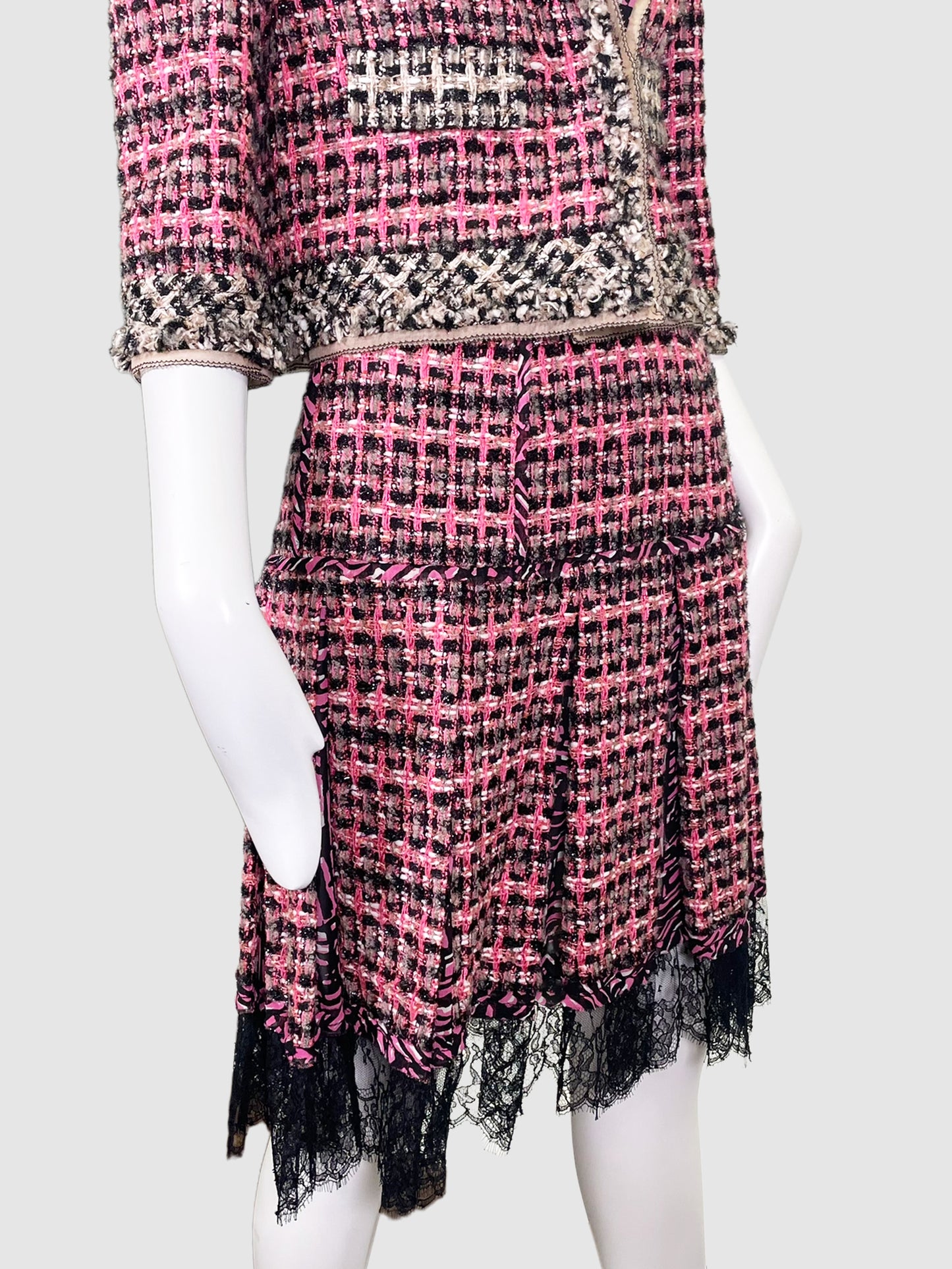Tweed Jacket and Skirt 2-Piece Set - Size 10