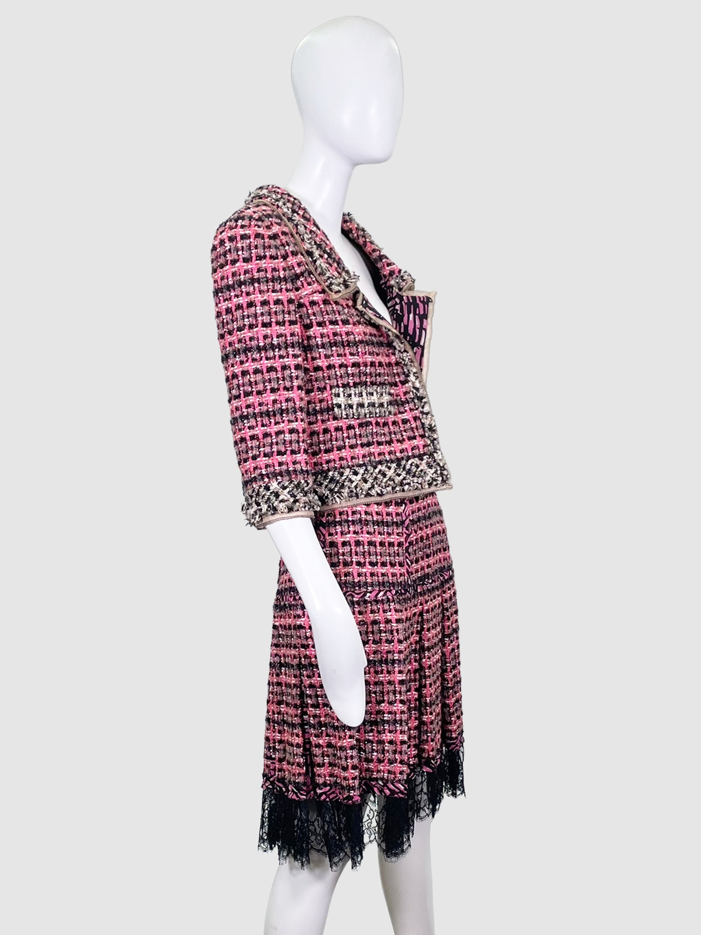 Tweed Jacket and Skirt 2-Piece Set - Size 10