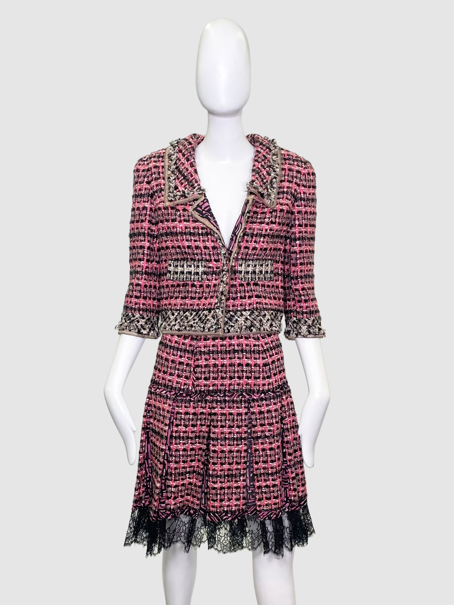 Tweed Jacket and Skirt 2-Piece Set - Size 10